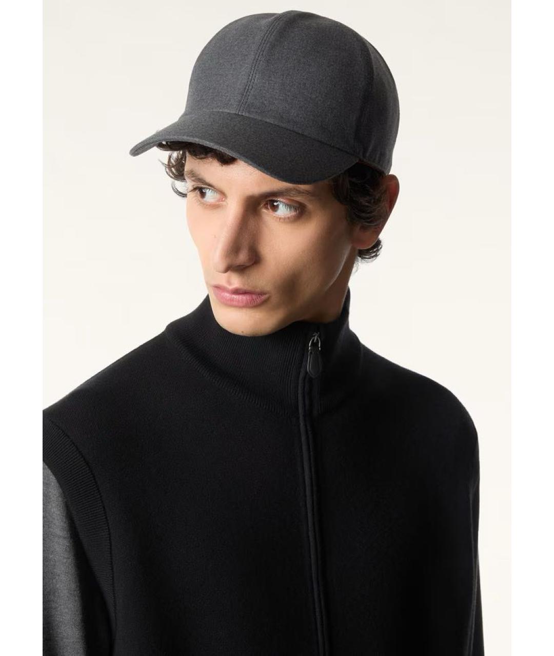 LORO PIANA Серая шерстяная кепка/бейсболка, фото 2
