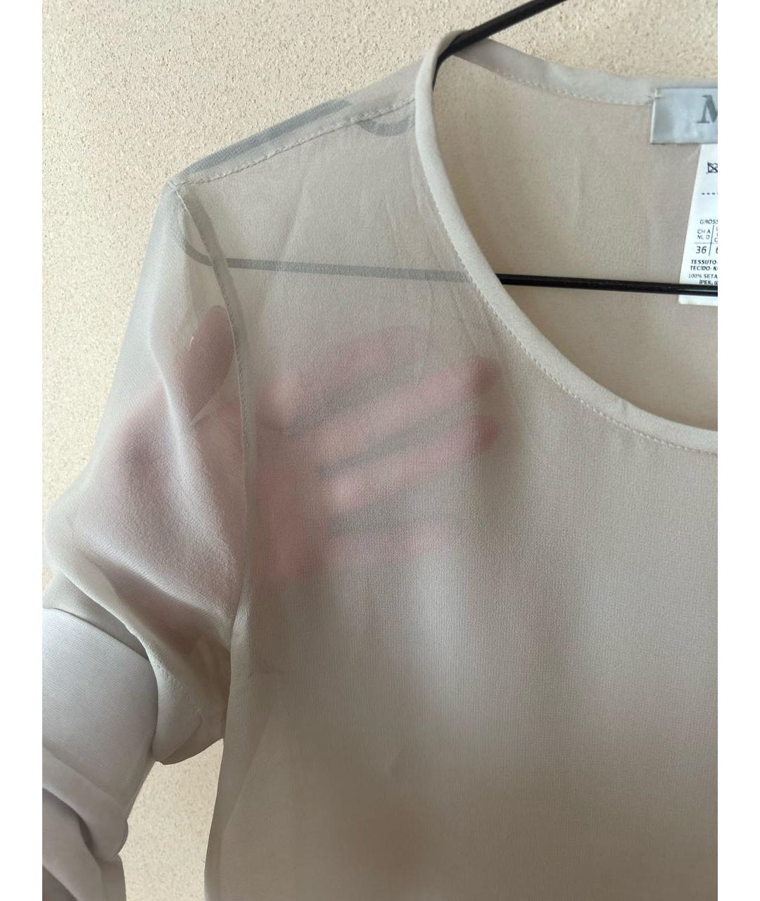 MAX MARA Бежевая шелковая блузы, фото 4