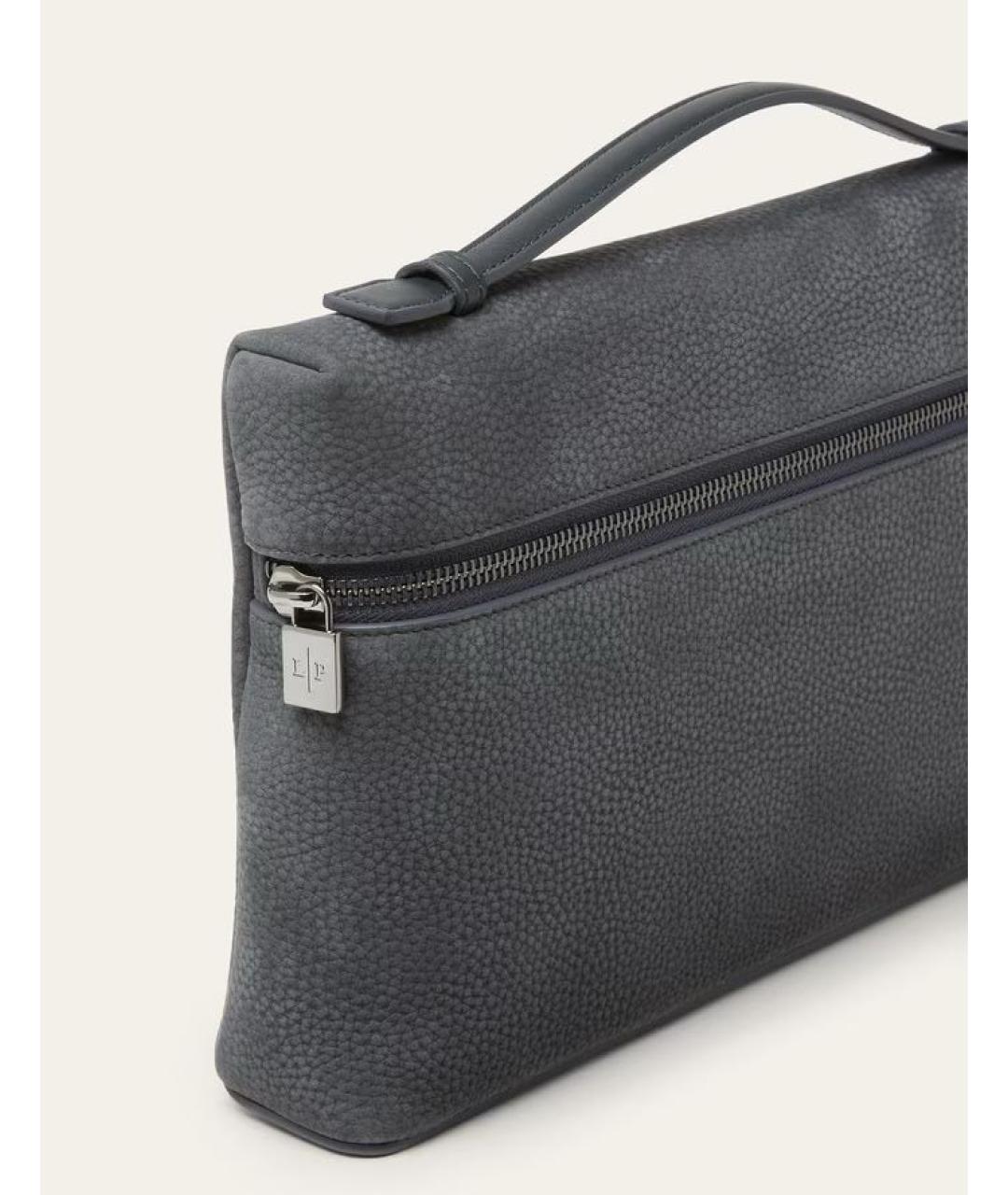LORO PIANA Темно-синяя кожаная сумка на плечо, фото 5