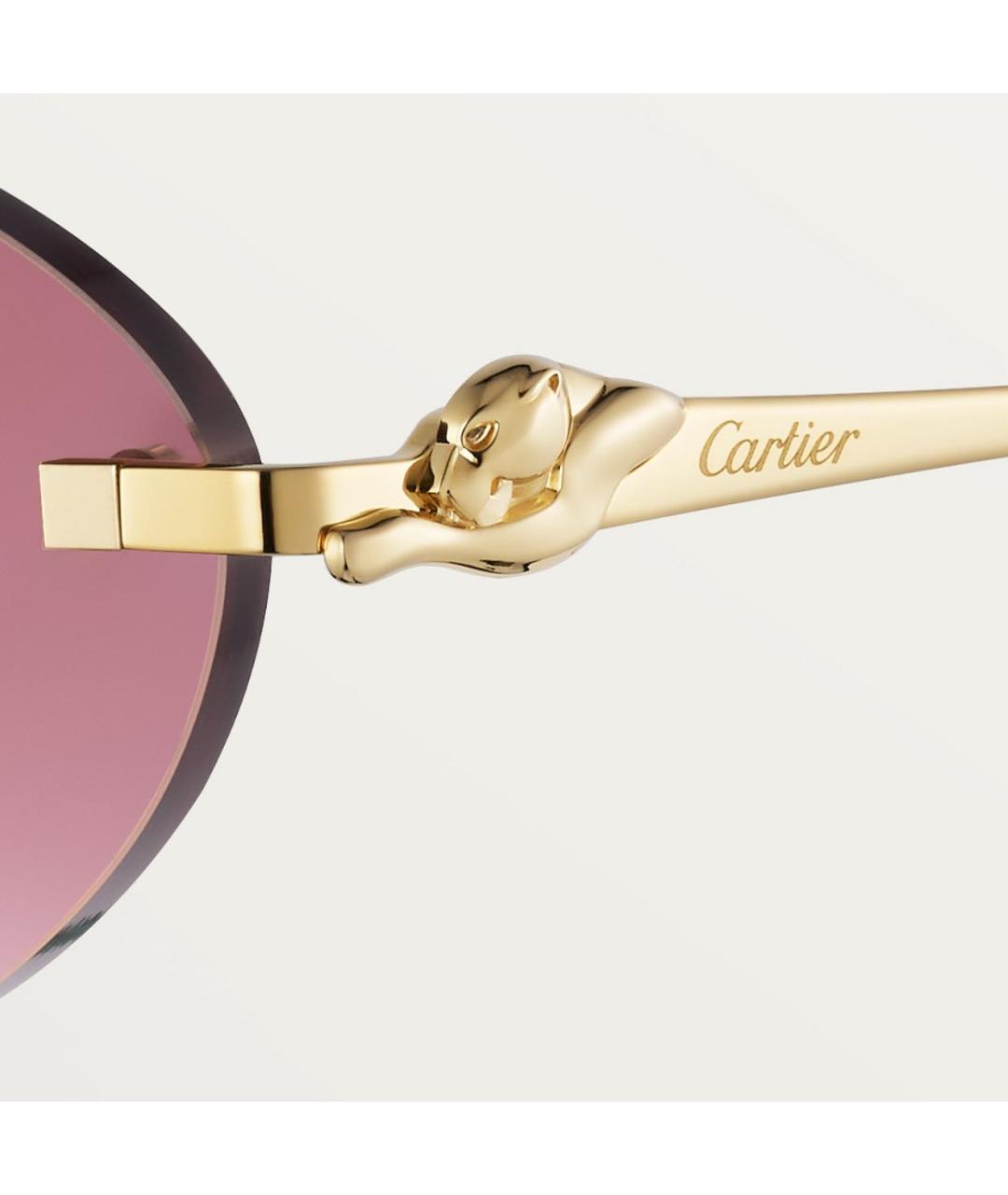CARTIER Розовые металлические солнцезащитные очки, фото 3