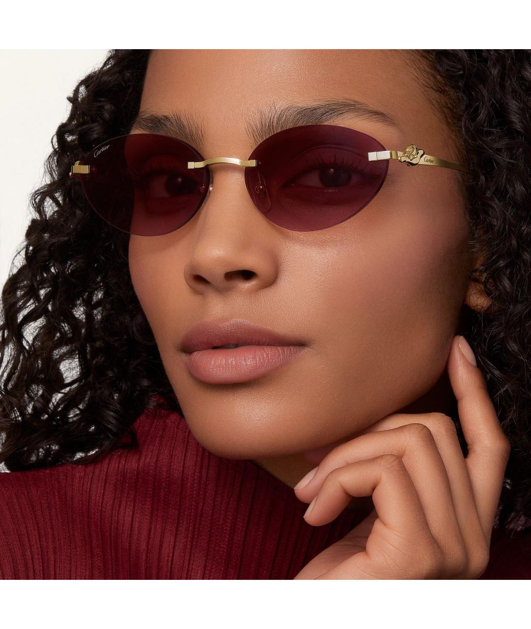 CARTIER Розовые металлические солнцезащитные очки, фото 6