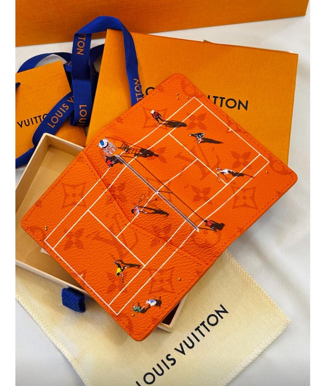 LOUIS VUITTON Оранжевый кожаный кошелек, фото 5