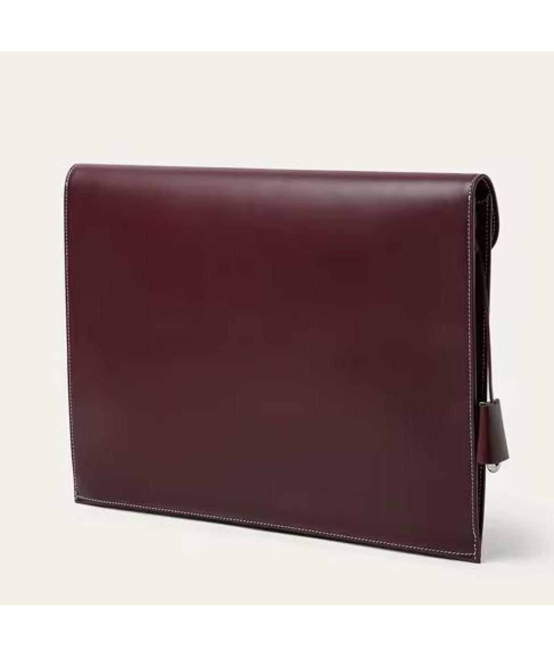 LORO PIANA Бордовая кожаная папка для документов, фото 4