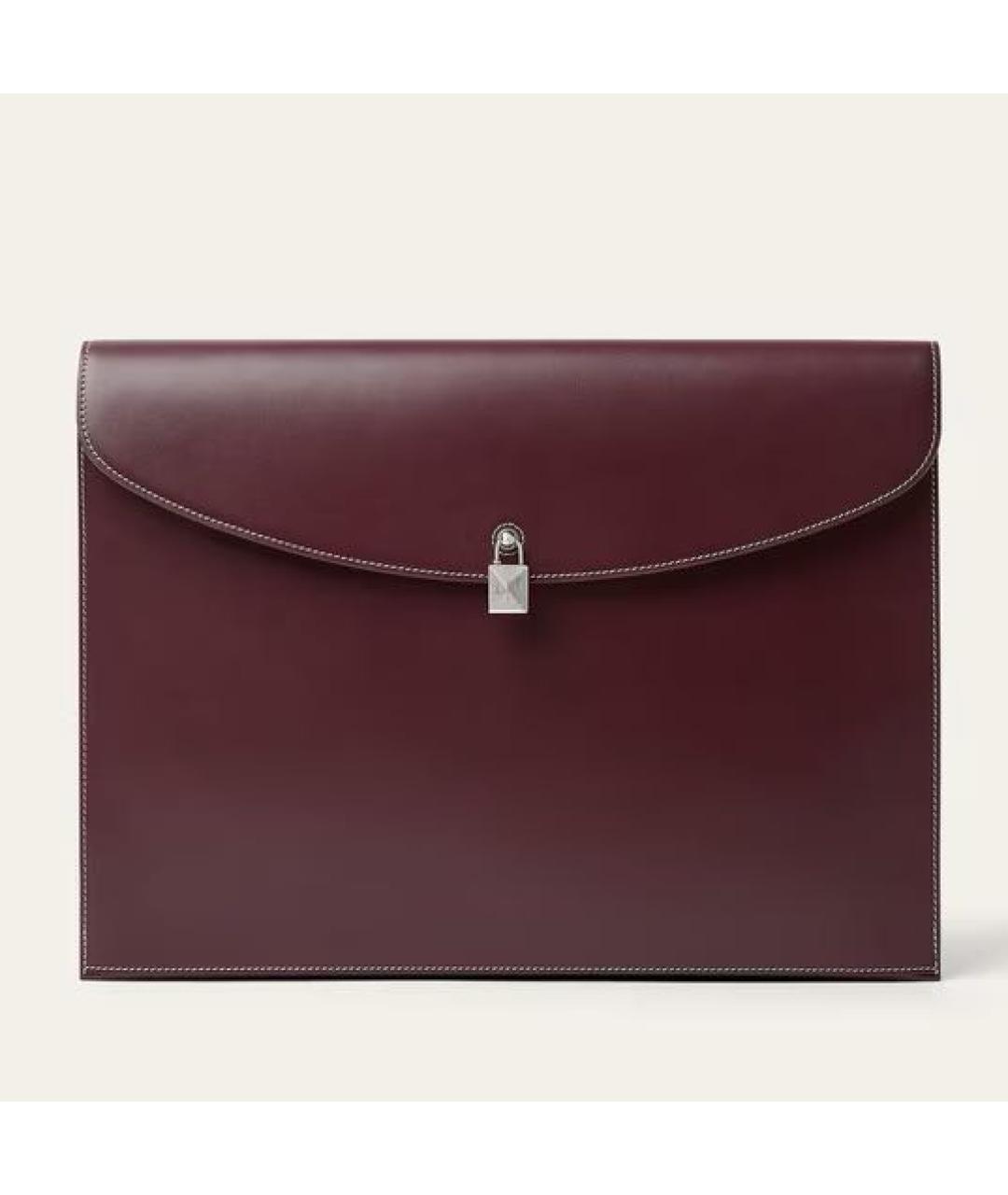 LORO PIANA Бордовая кожаная папка для документов, фото 8