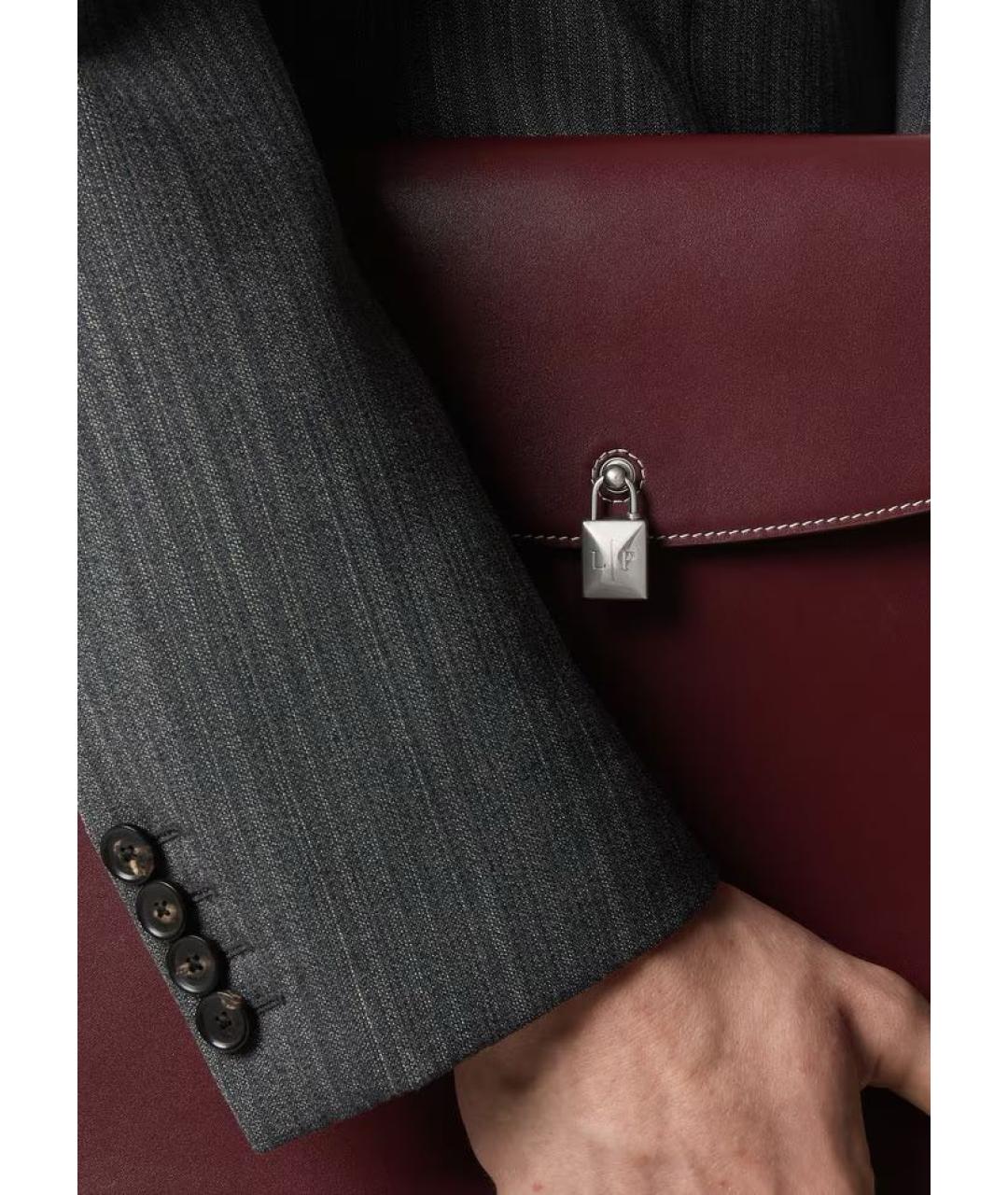 LORO PIANA Бордовая кожаная папка для документов, фото 2