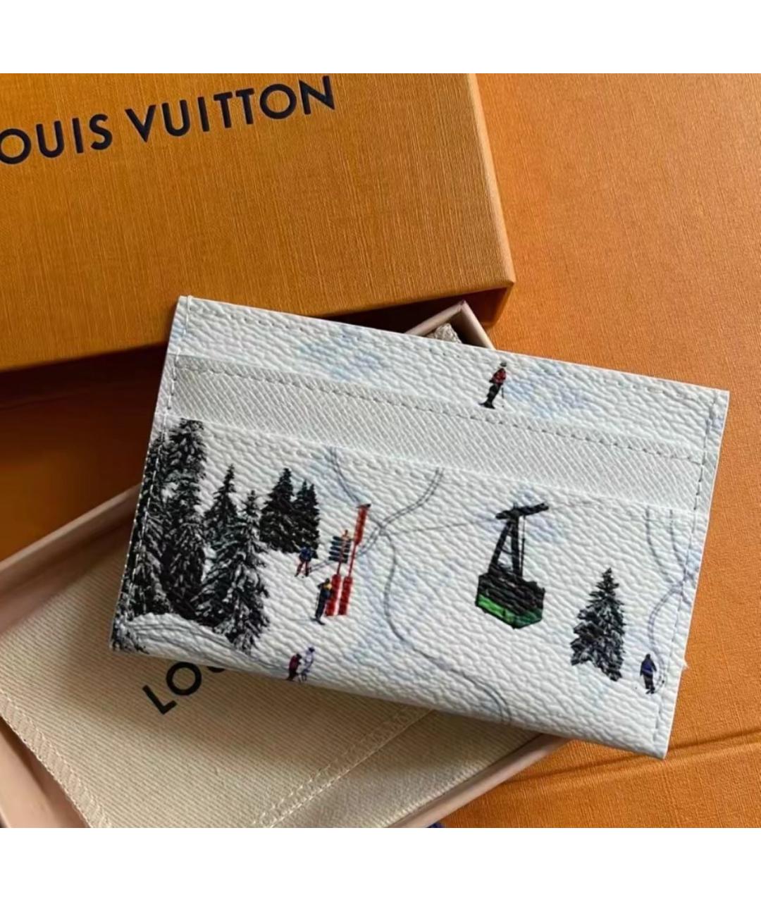LOUIS VUITTON Белый кожаный кардхолдер, фото 4