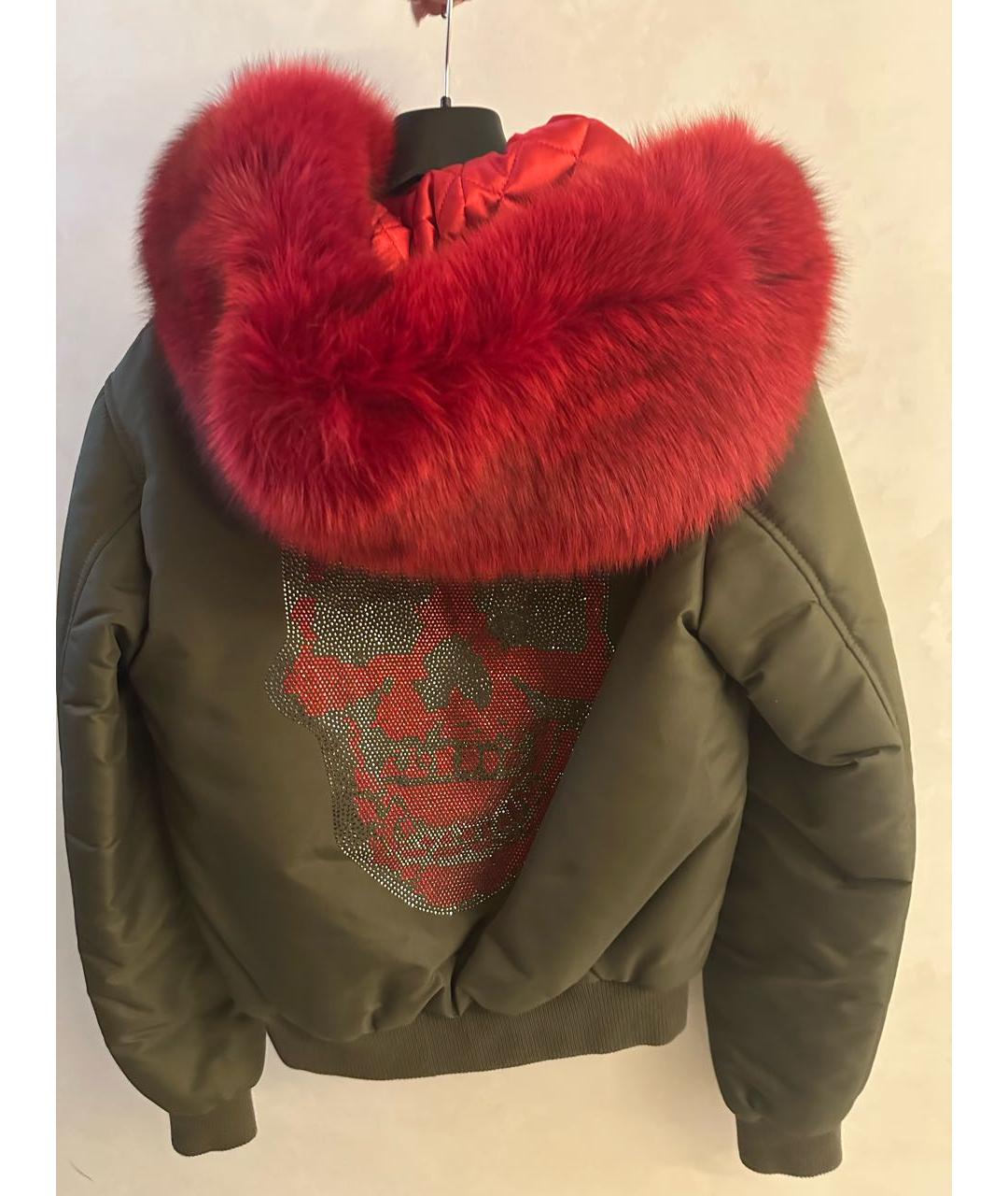 PHILIPP PLEIN Хаки синтетический пуховик, фото 3