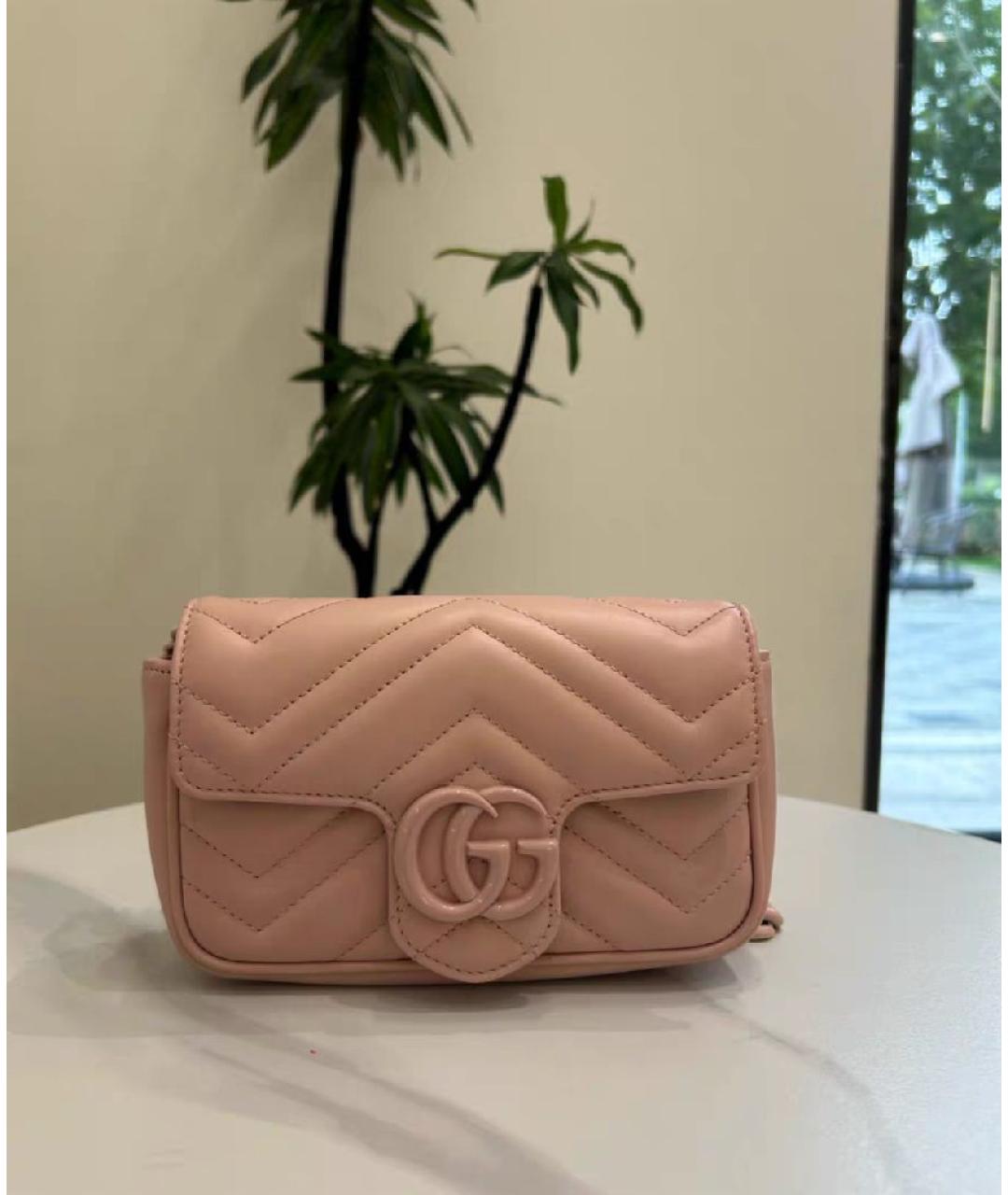 GUCCI Розовая кожаная сумка через плечо, фото 2