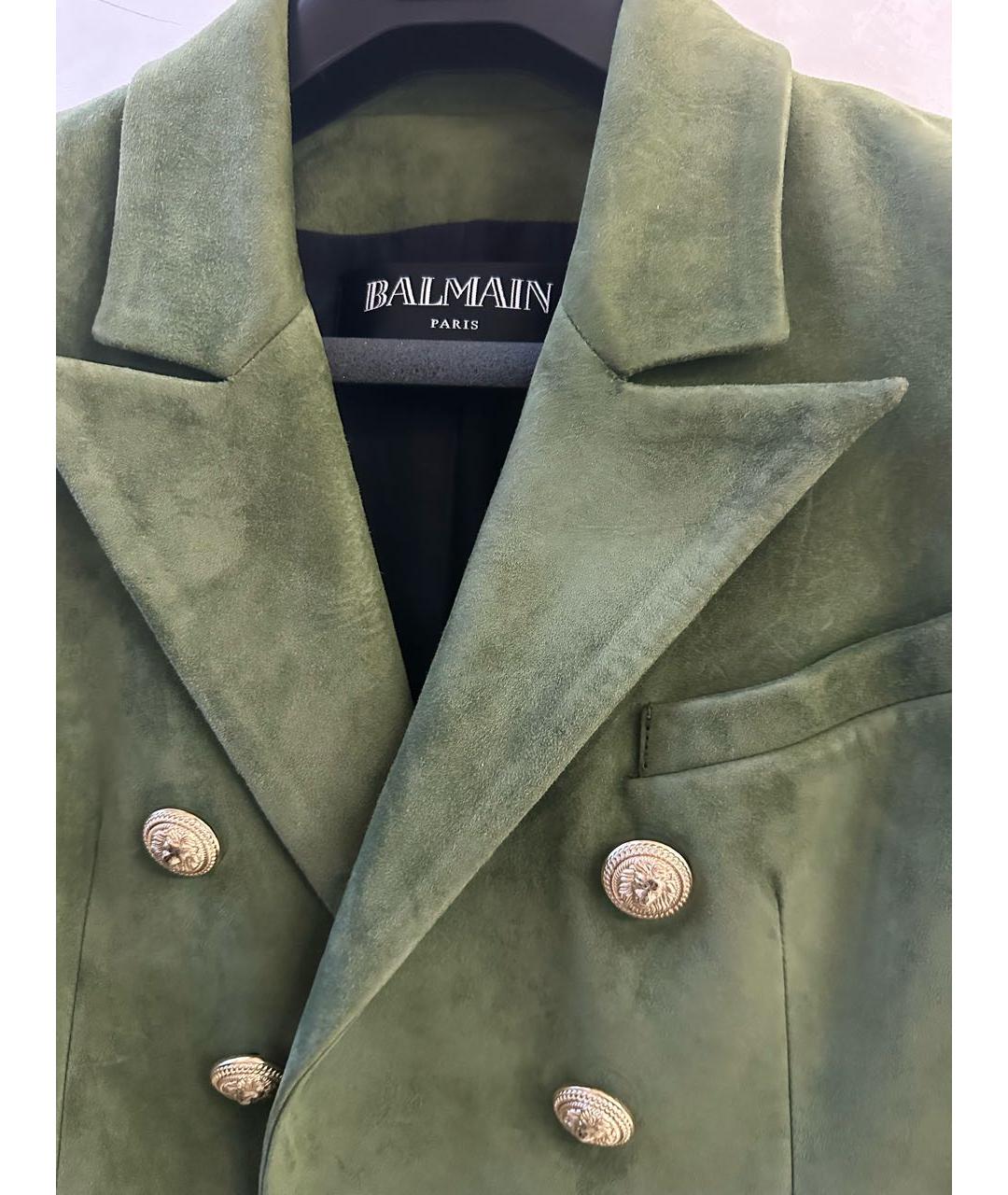 BALMAIN Хаки замшевая куртка, фото 3