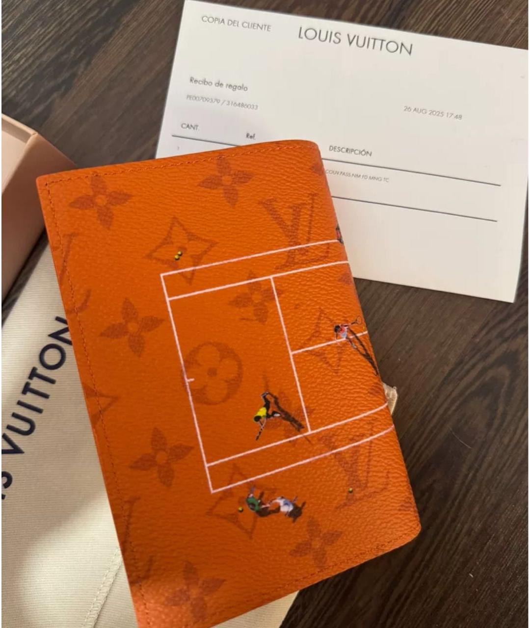 LOUIS VUITTON Оранжевый кожаный кошелек, фото 3