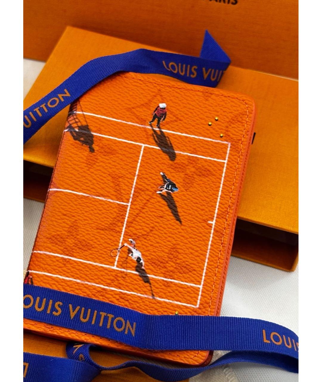 LOUIS VUITTON Оранжевый кожаный кошелек, фото 3