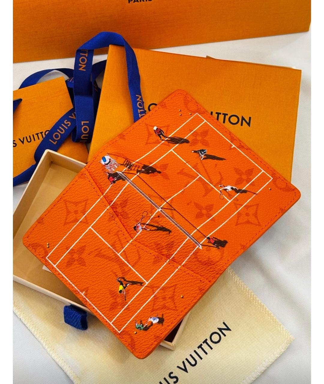 LOUIS VUITTON Оранжевый кожаный кошелек, фото 2