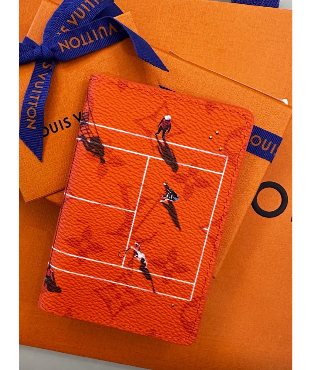 LOUIS VUITTON Оранжевый кожаный кошелек, фото 4