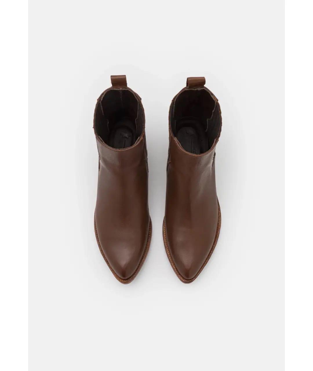 MAX MARA Коричневые кожаные полусапоги, фото 3