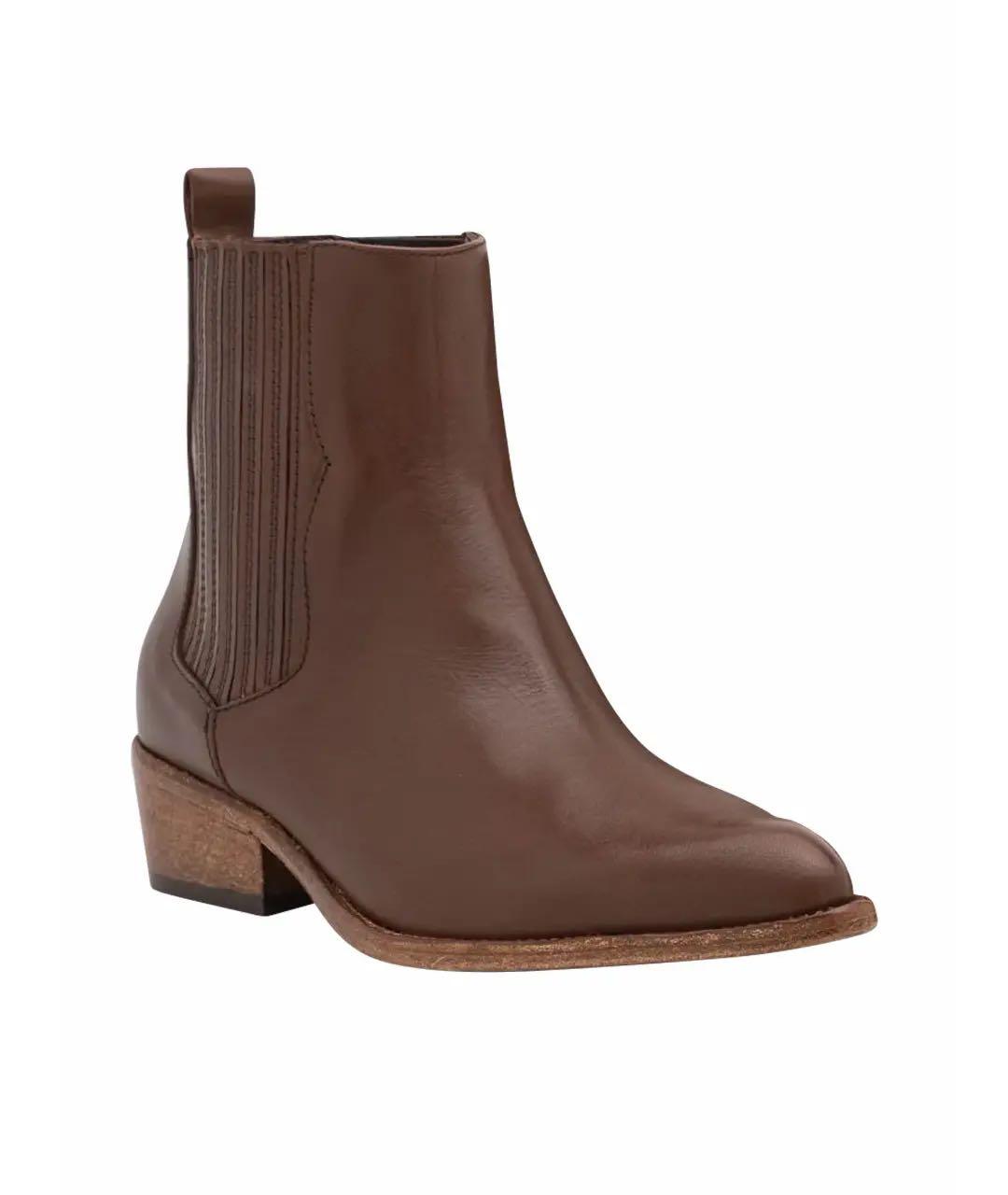 MAX MARA Коричневые кожаные полусапоги, фото 1