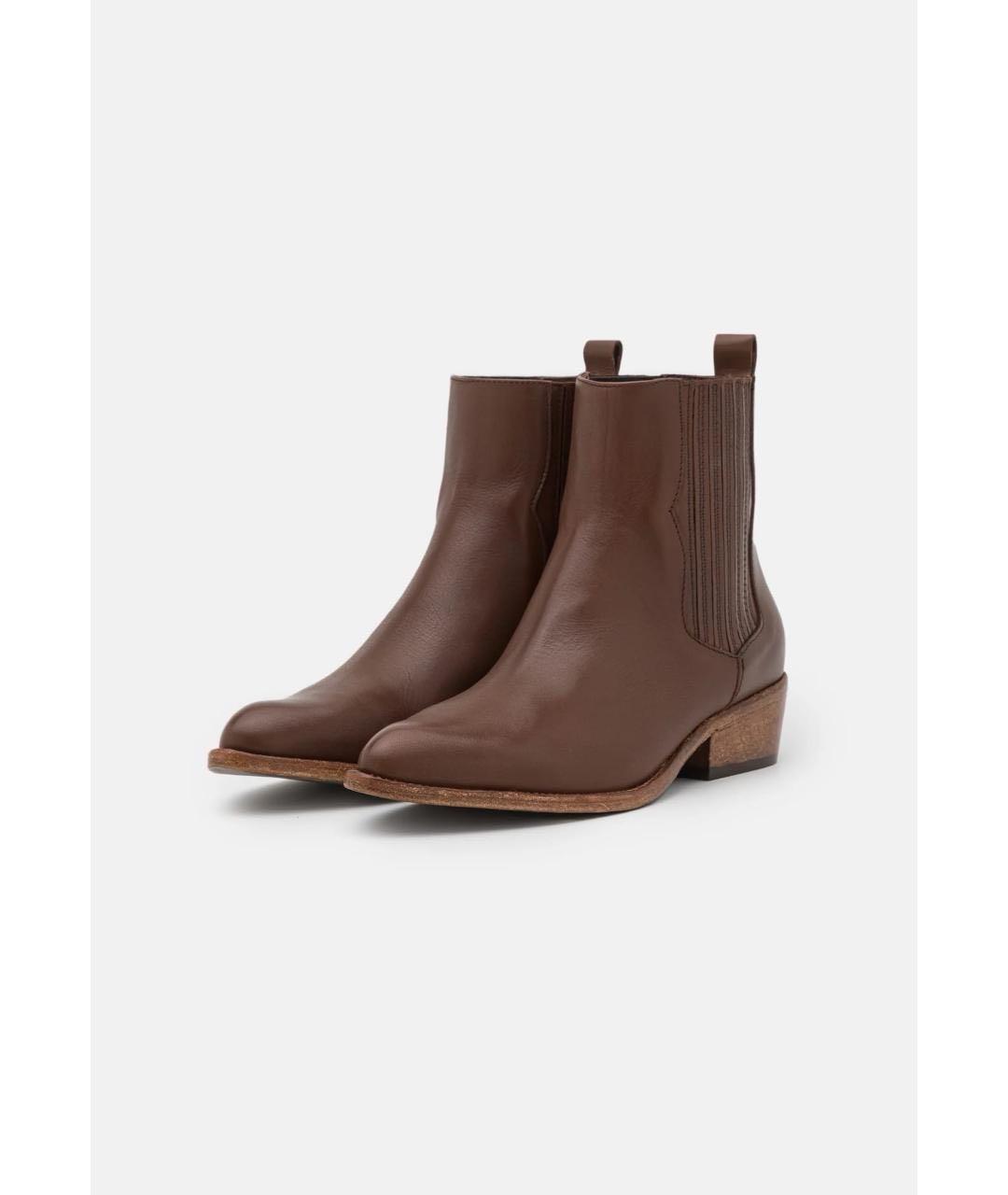 MAX MARA Коричневые кожаные полусапоги, фото 2