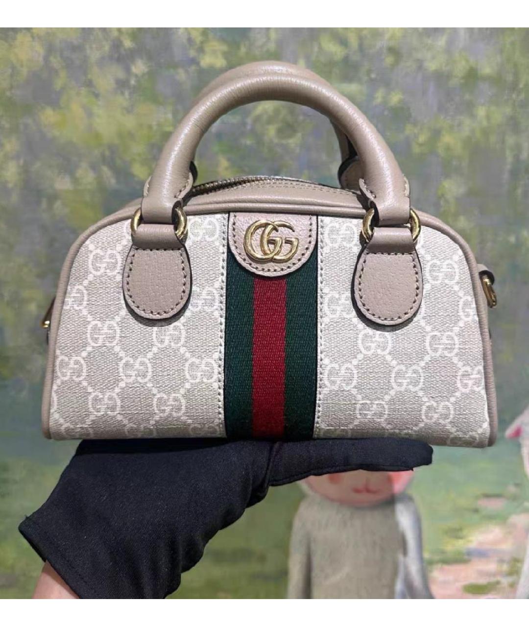GUCCI Бежевая кожаная сумка через плечо, фото 2