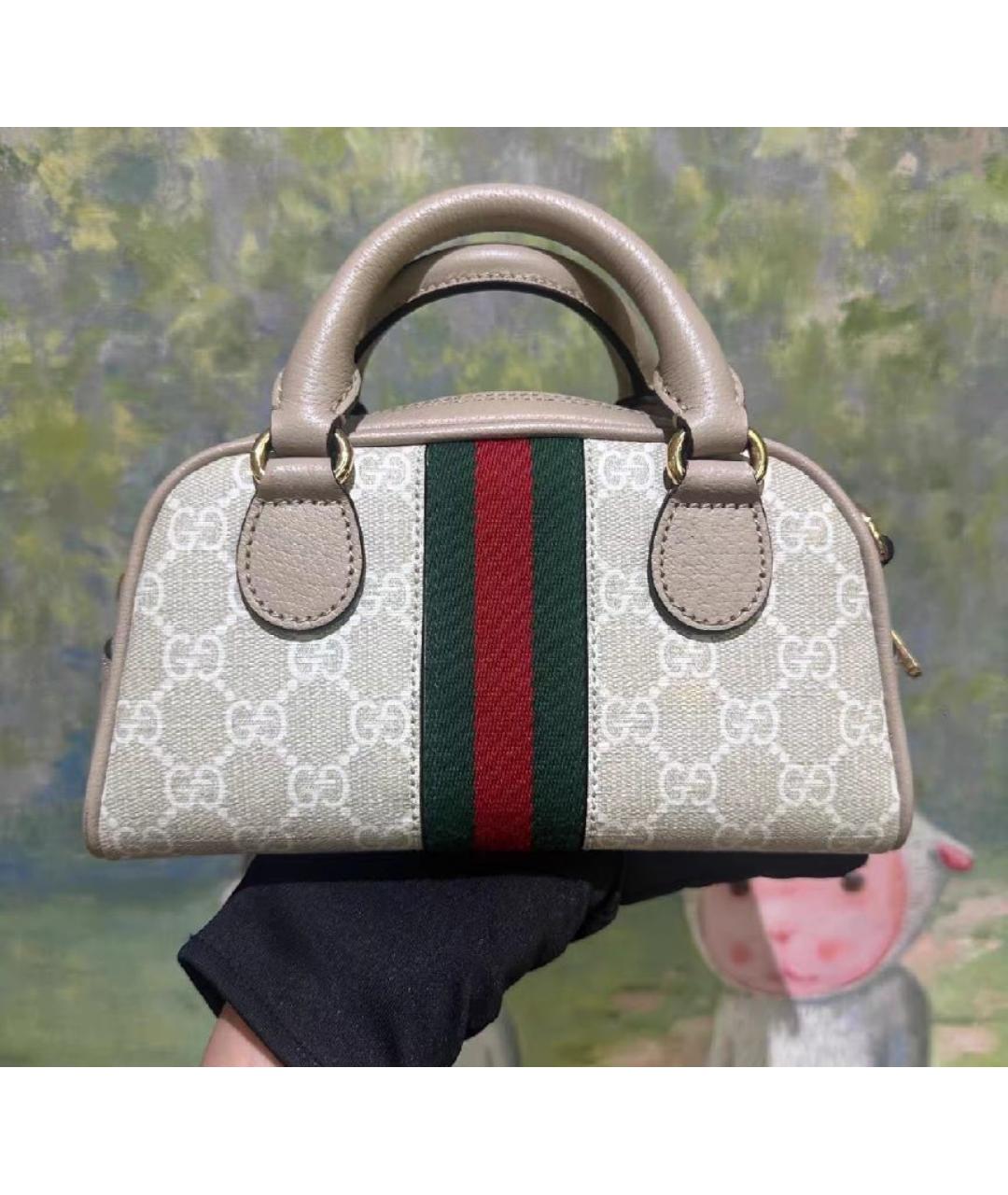 GUCCI Бежевая кожаная сумка через плечо, фото 3