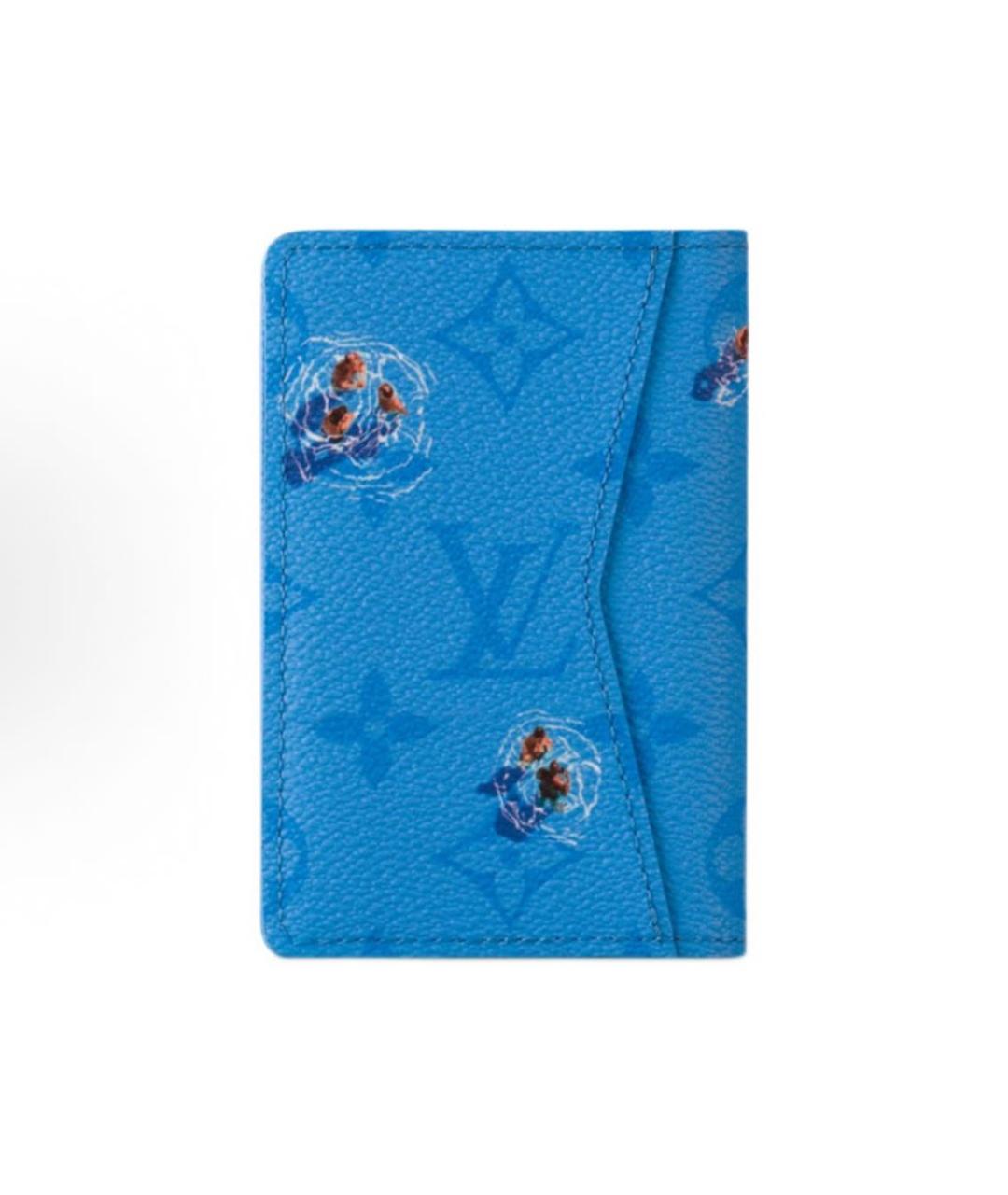 LOUIS VUITTON Синий кожаный кошелек, фото 4