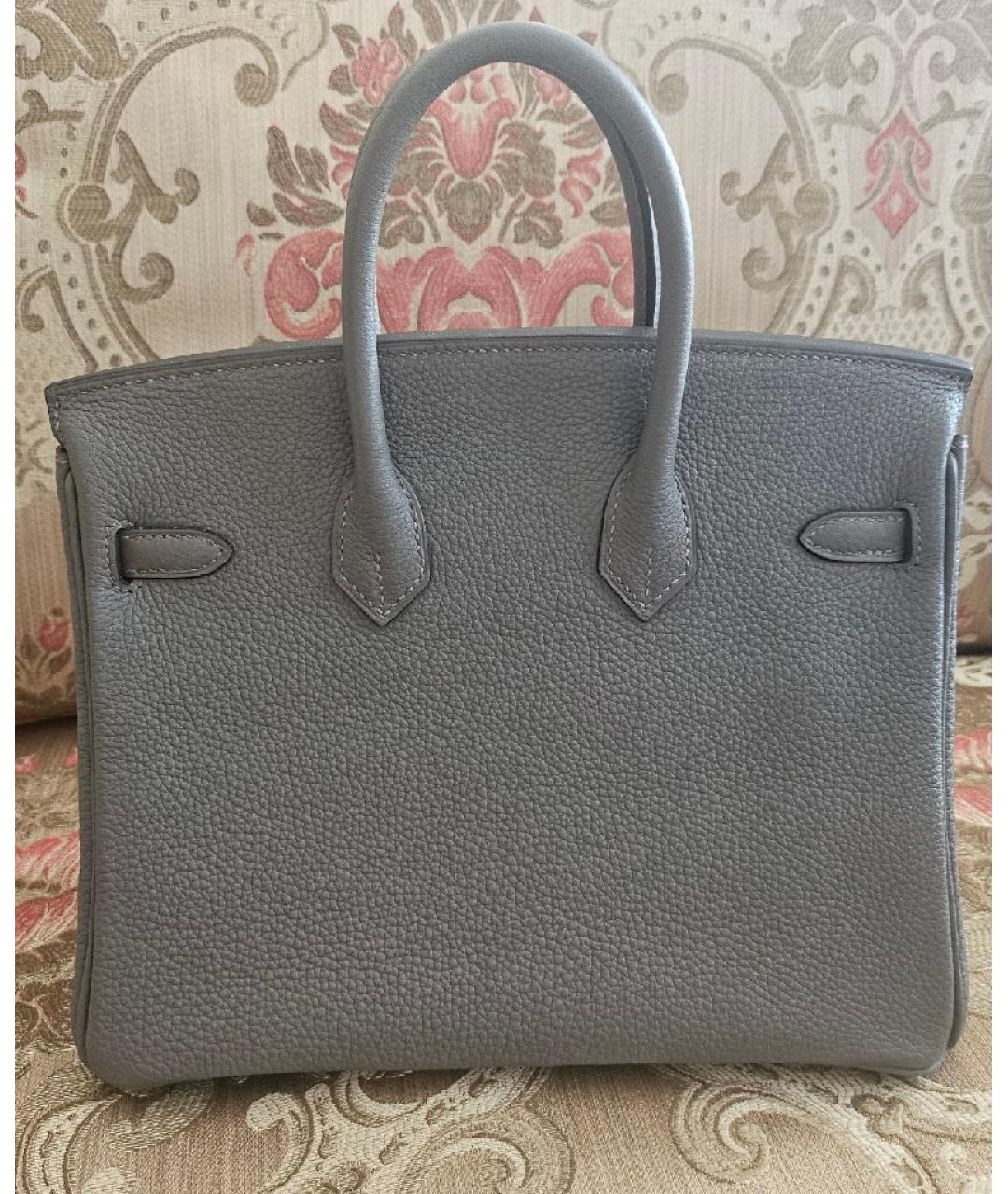 HERMES Серая кожаная сумка тоут, фото 3