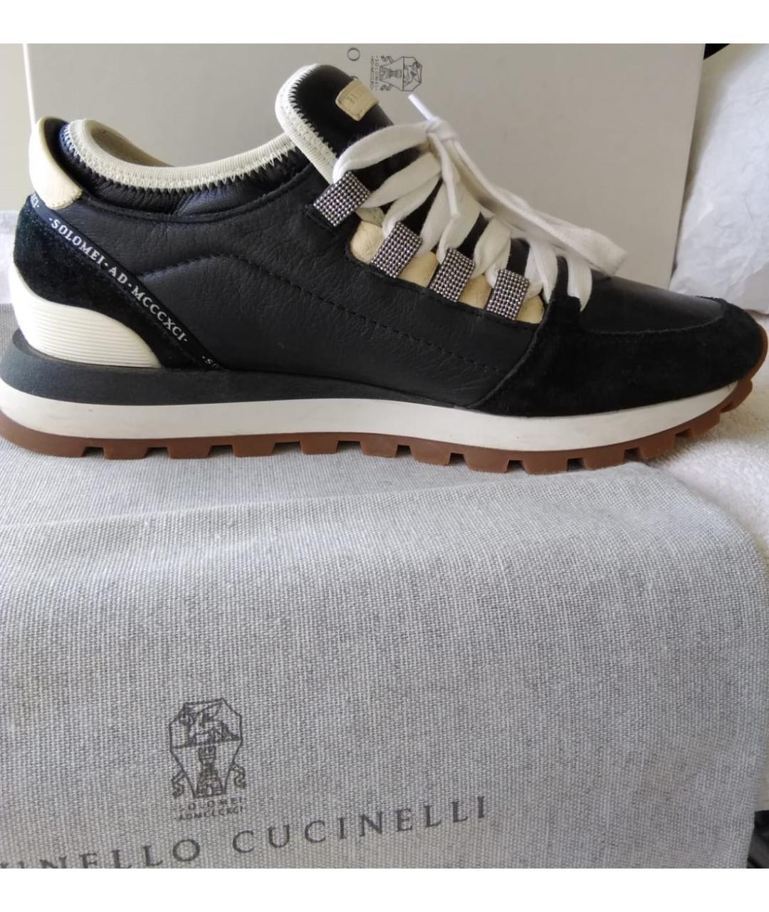 BRUNELLO CUCINELLI Черные кожаные кроссовки, фото 9