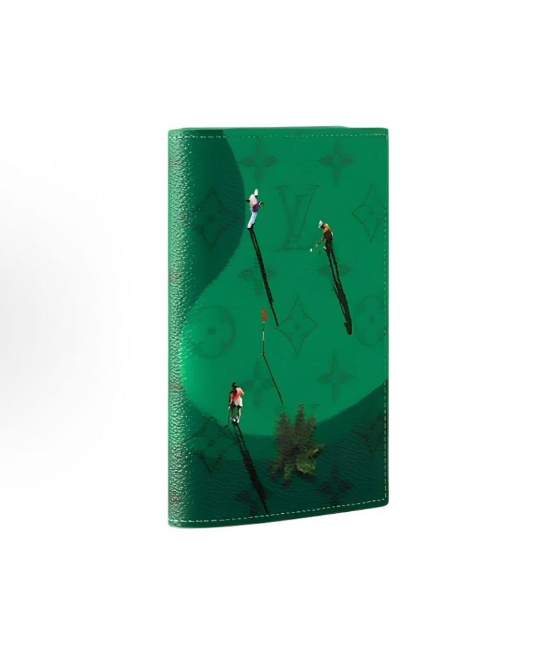 LOUIS VUITTON Зеленый кожаный кошелек, фото 2