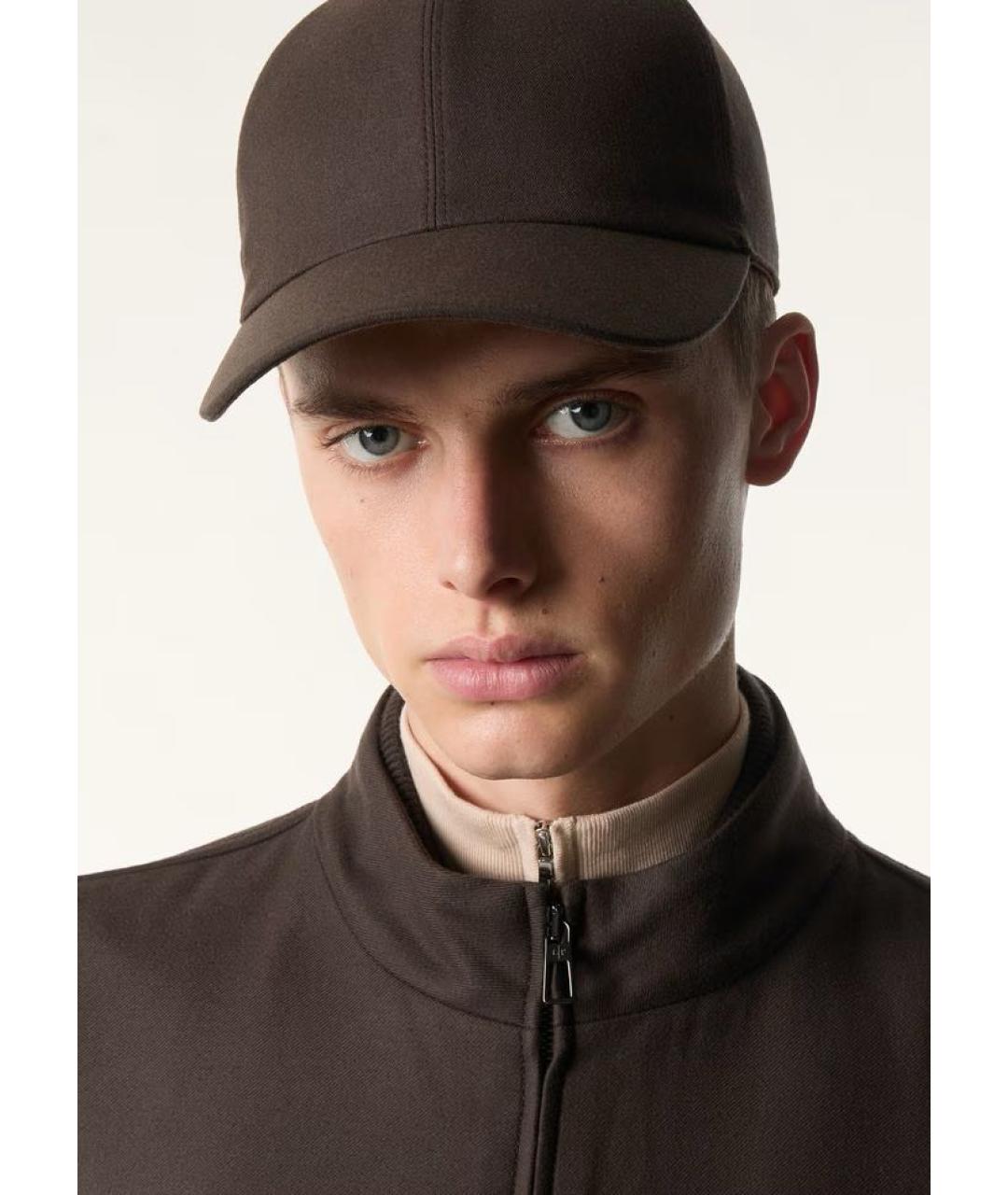 LORO PIANA Коричневая шерстяная кепка/бейсболка, фото 2