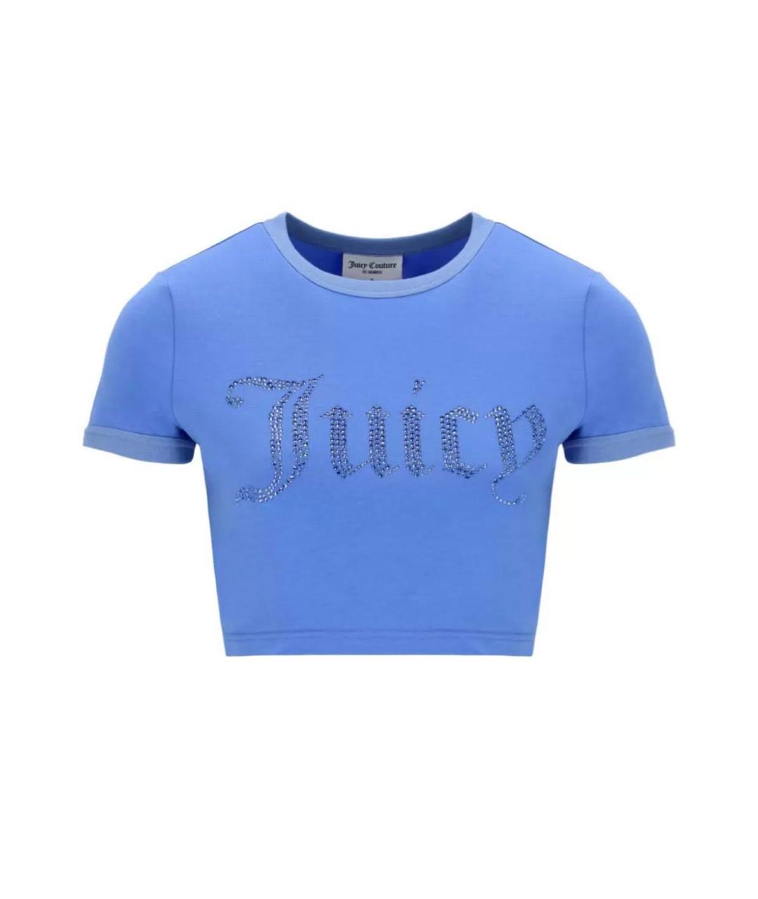JUICY COUTURE Синяя хлопко-эластановая футболка, фото 1