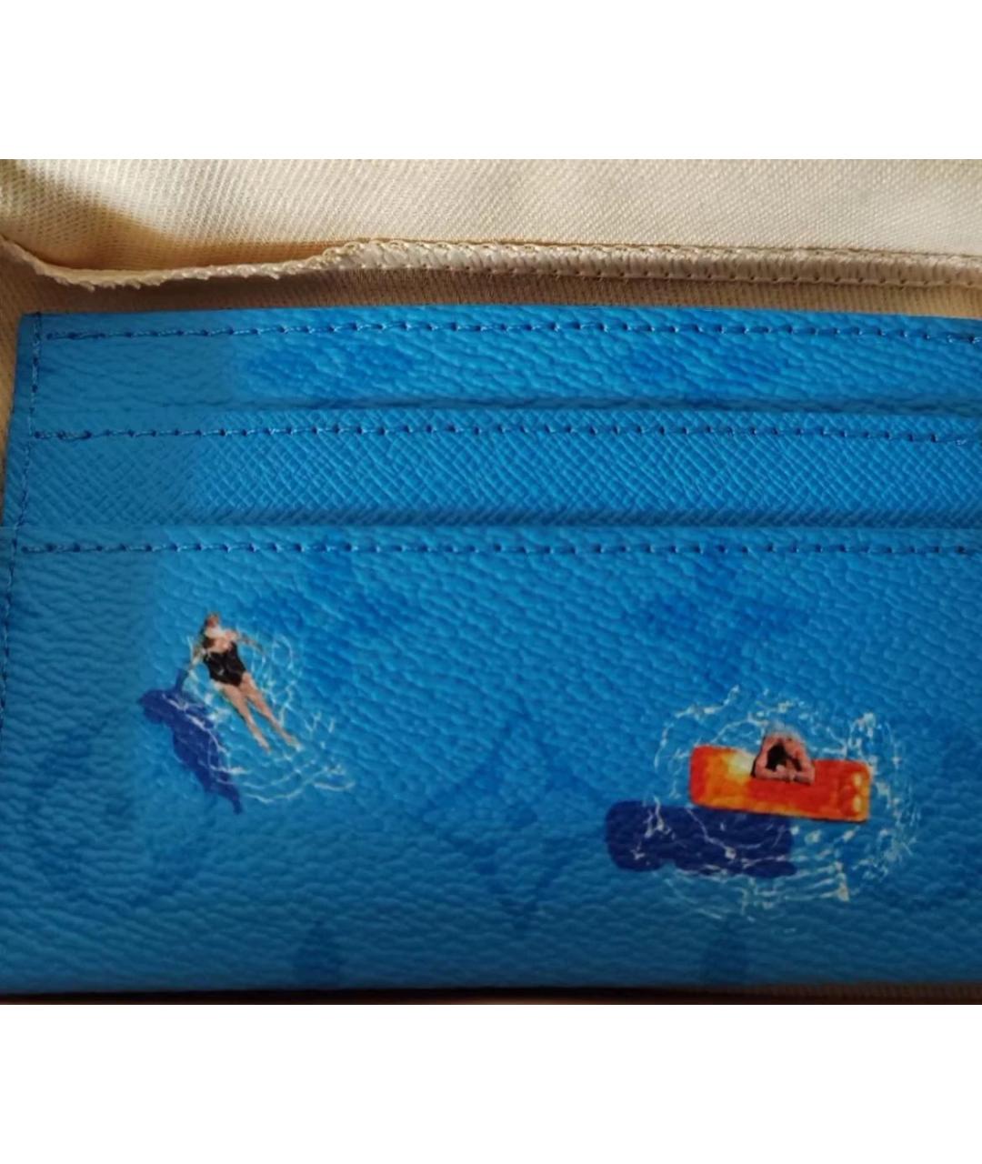 LOUIS VUITTON Голубой кожаный кардхолдер, фото 4