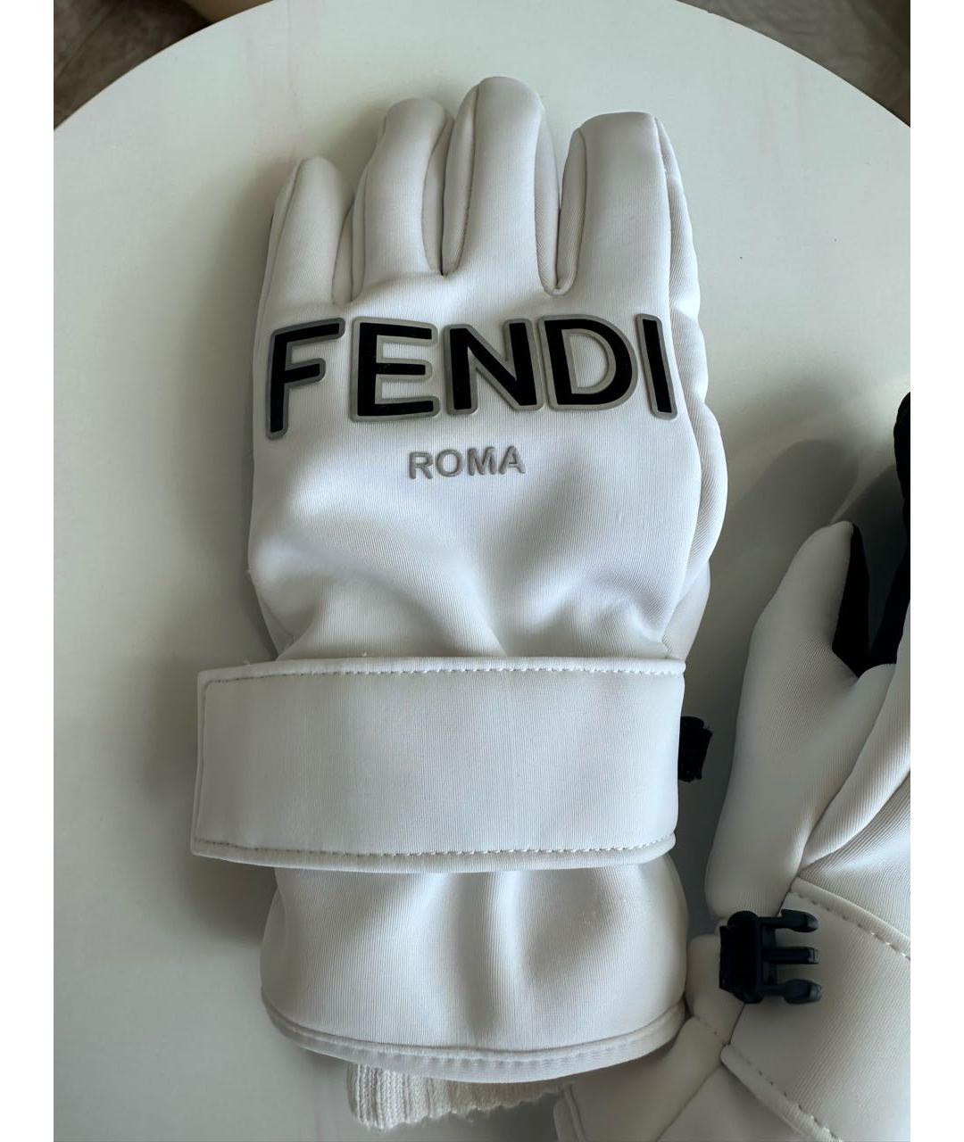 FENDI Белые перчатки, фото 4