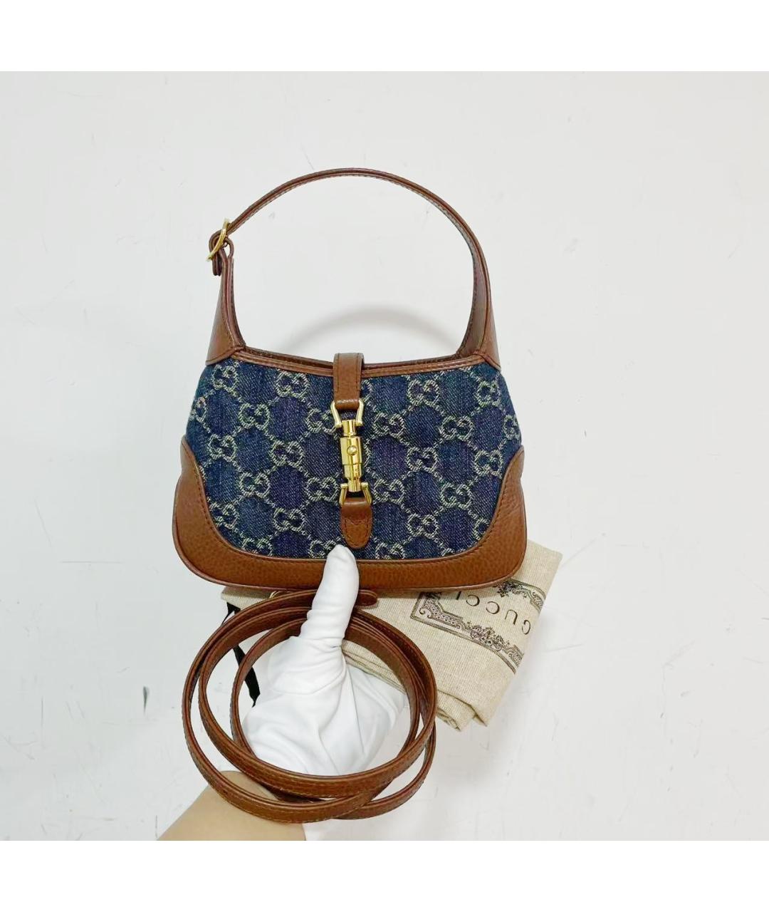 GUCCI Синяя деним сумка с короткими ручками, фото 10