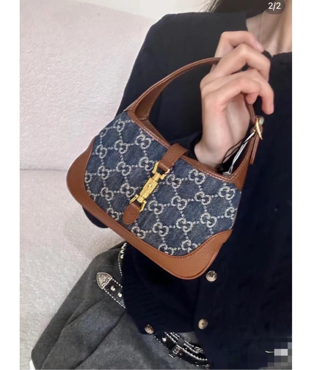 GUCCI Синяя деним сумка с короткими ручками, фото 9