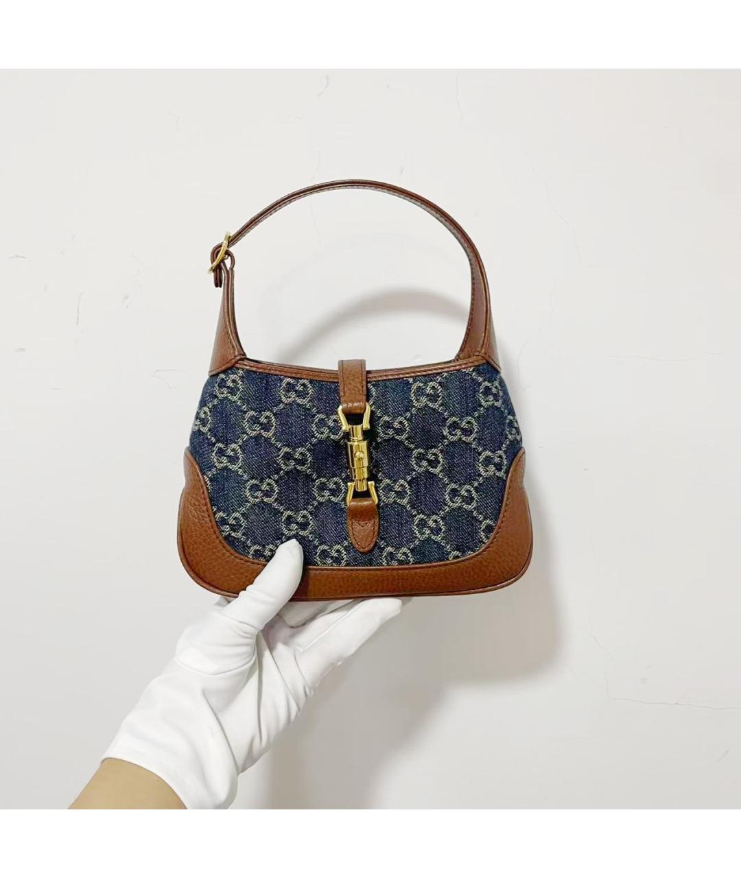 GUCCI Синяя деним сумка с короткими ручками, фото 2