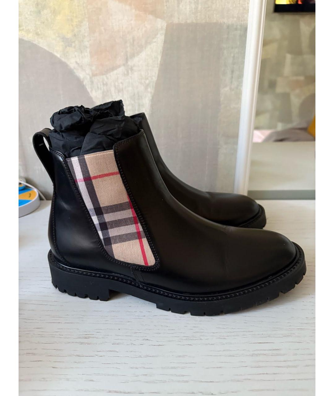 BURBERRY Черные кожаные ботинки, фото 6