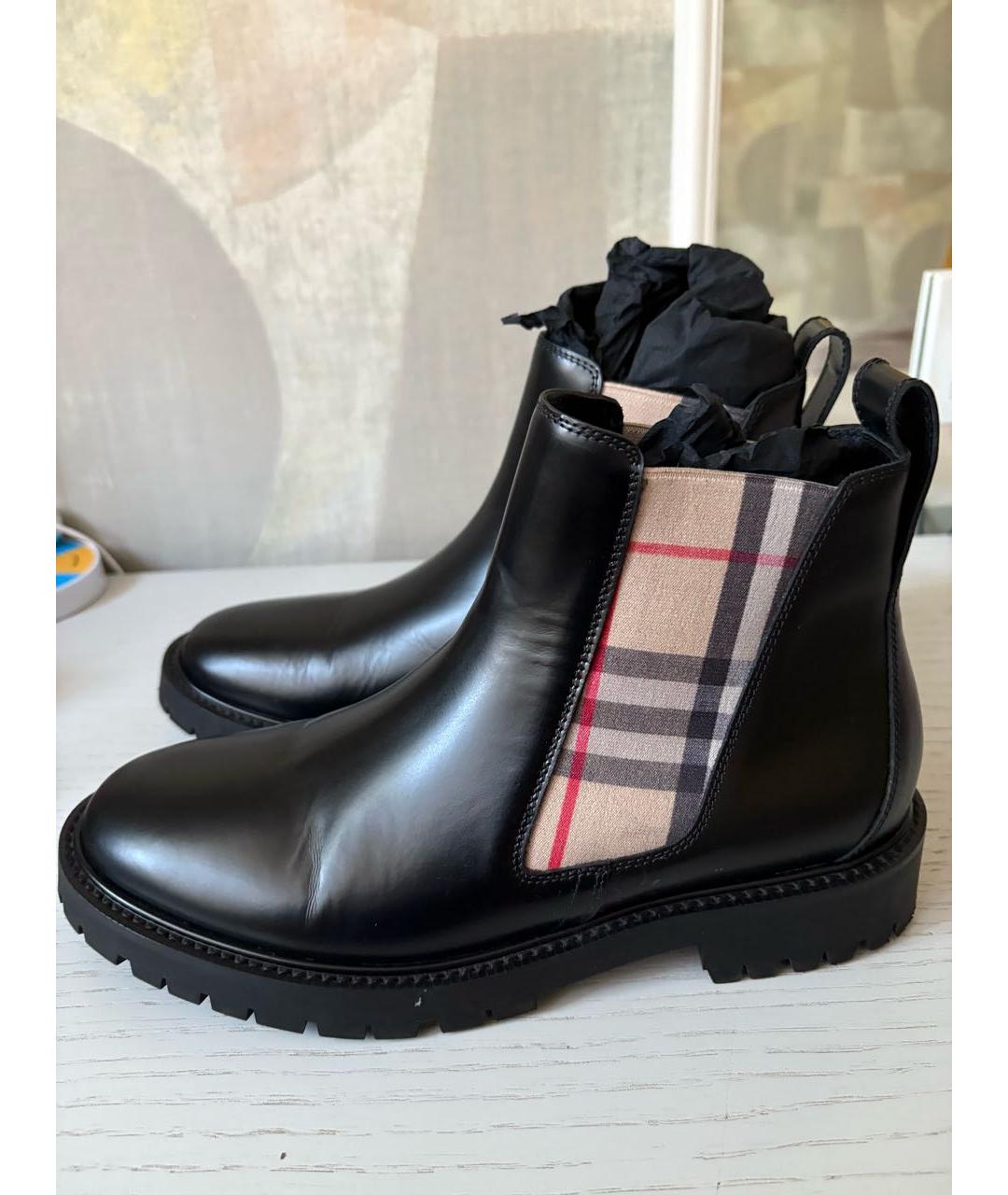 BURBERRY Черные кожаные ботинки, фото 5
