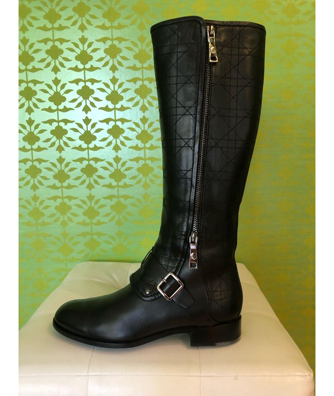 CHRISTIAN DIOR Черные кожаные сапоги, фото 5