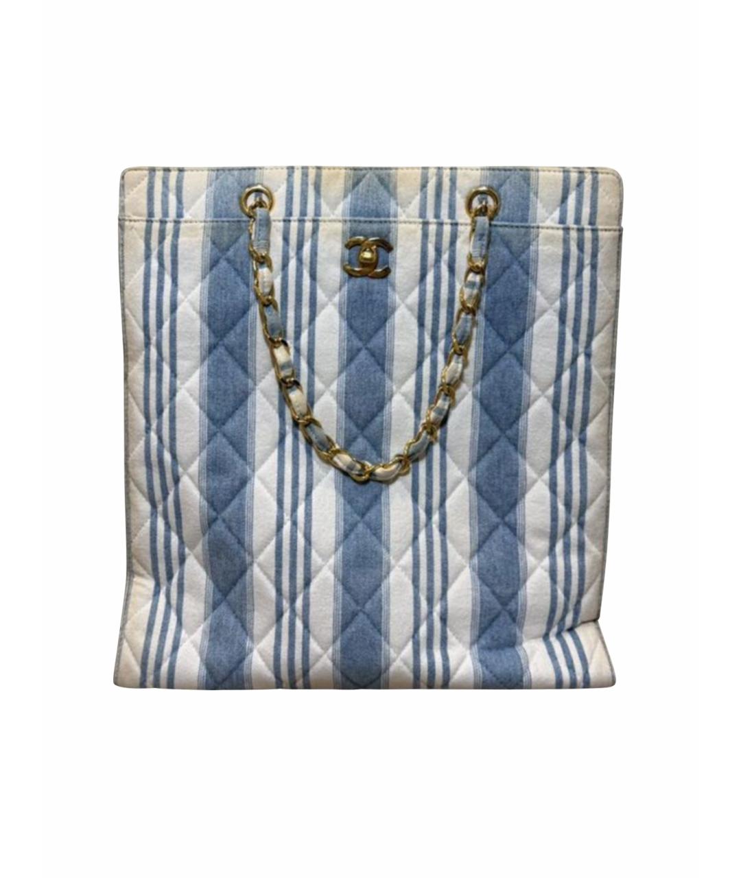 CHANEL Голубая деним сумка тоут, фото 1