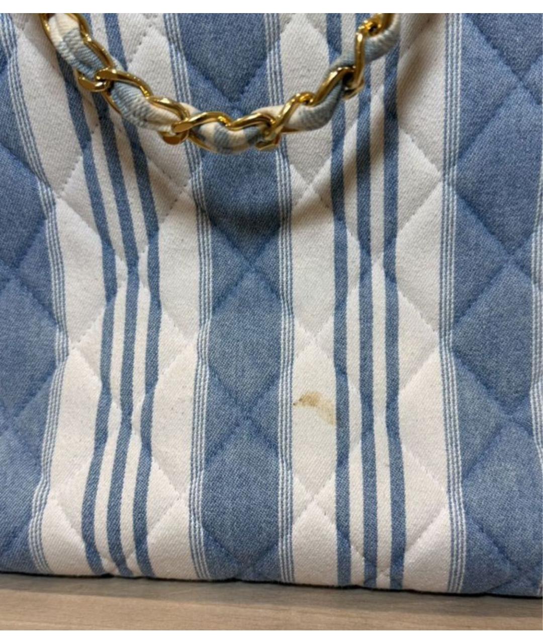 CHANEL Голубая деним сумка тоут, фото 5