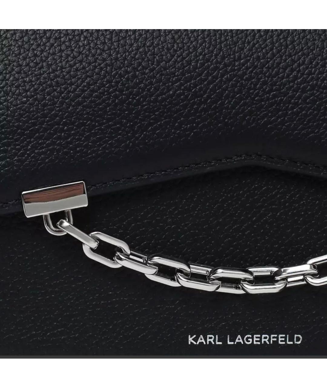KARL LAGERFELD Черная кожаная сумка с короткими ручками, фото 6