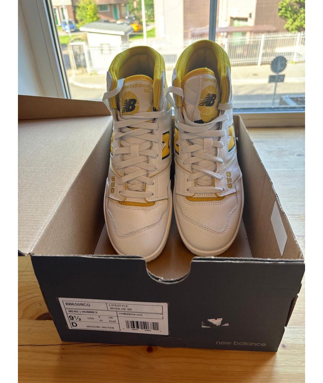NEW BALANCE Желтые кожаные высокие кроссовки / кеды, фото 3