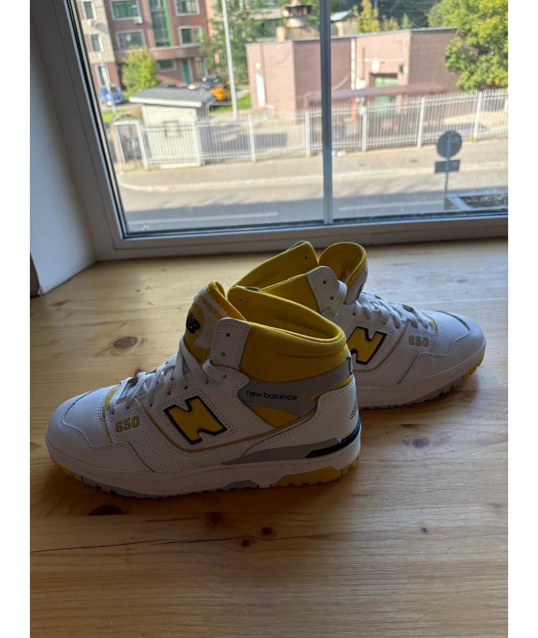 NEW BALANCE Желтые кожаные высокие кроссовки / кеды, фото 5