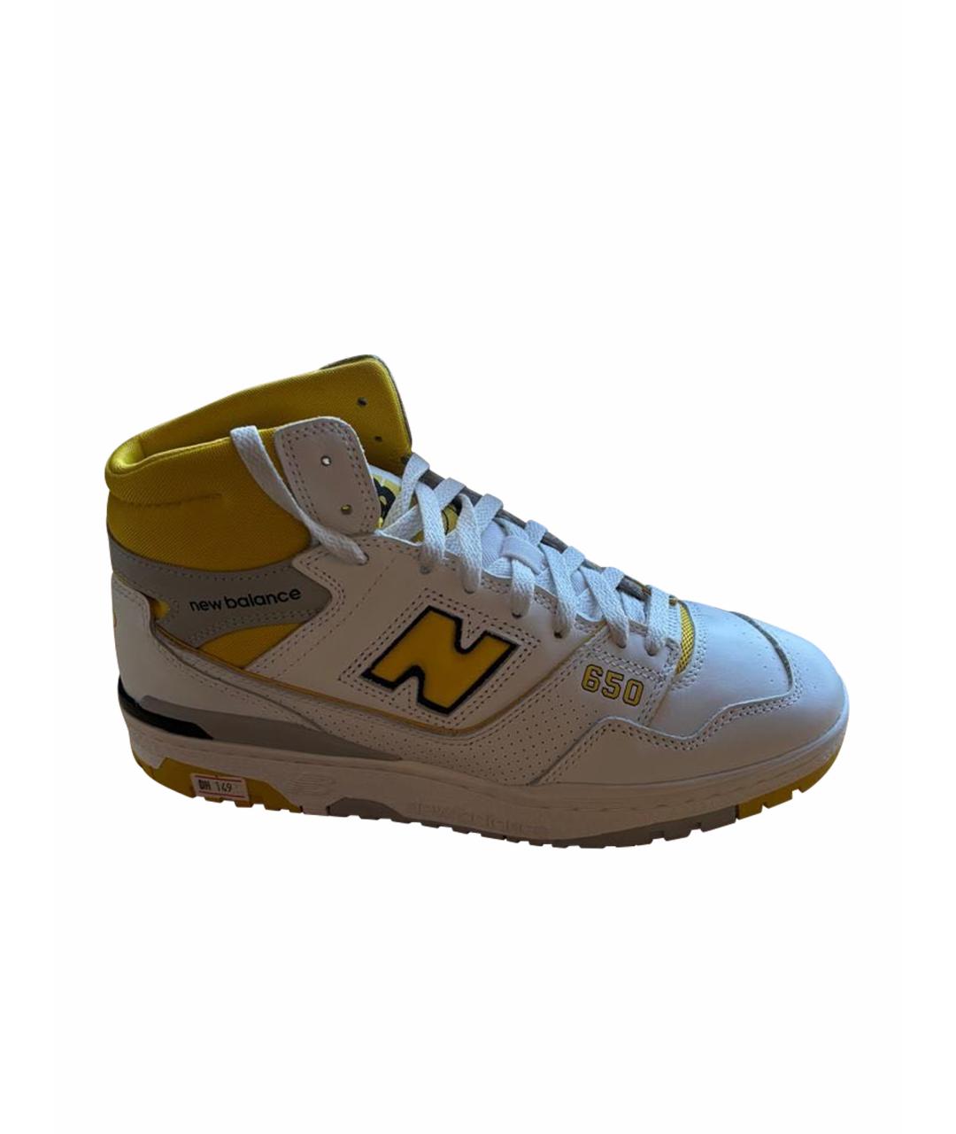 NEW BALANCE Желтые кожаные высокие кроссовки / кеды, фото 1