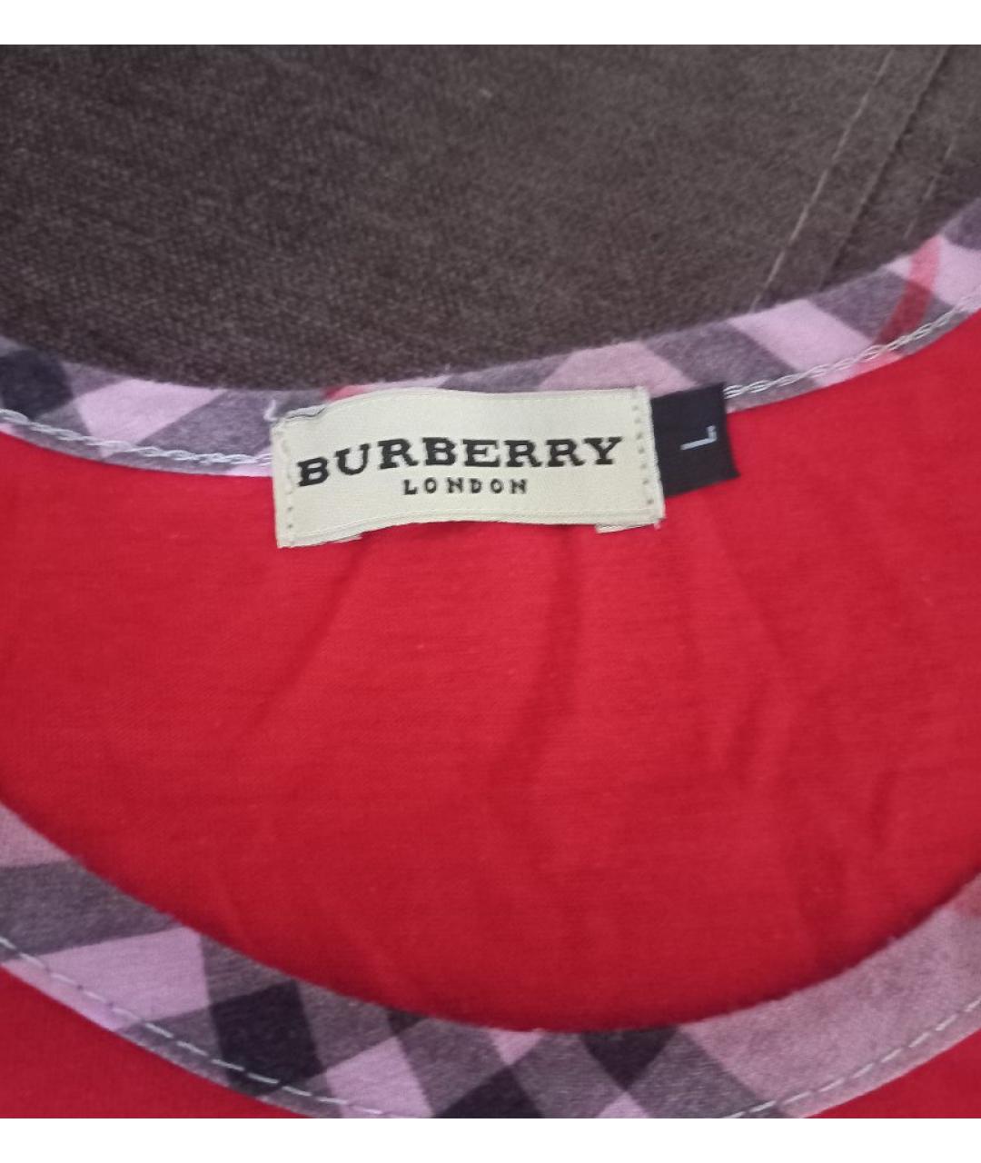 BURBERRY Красная хлопковая футболка, фото 3