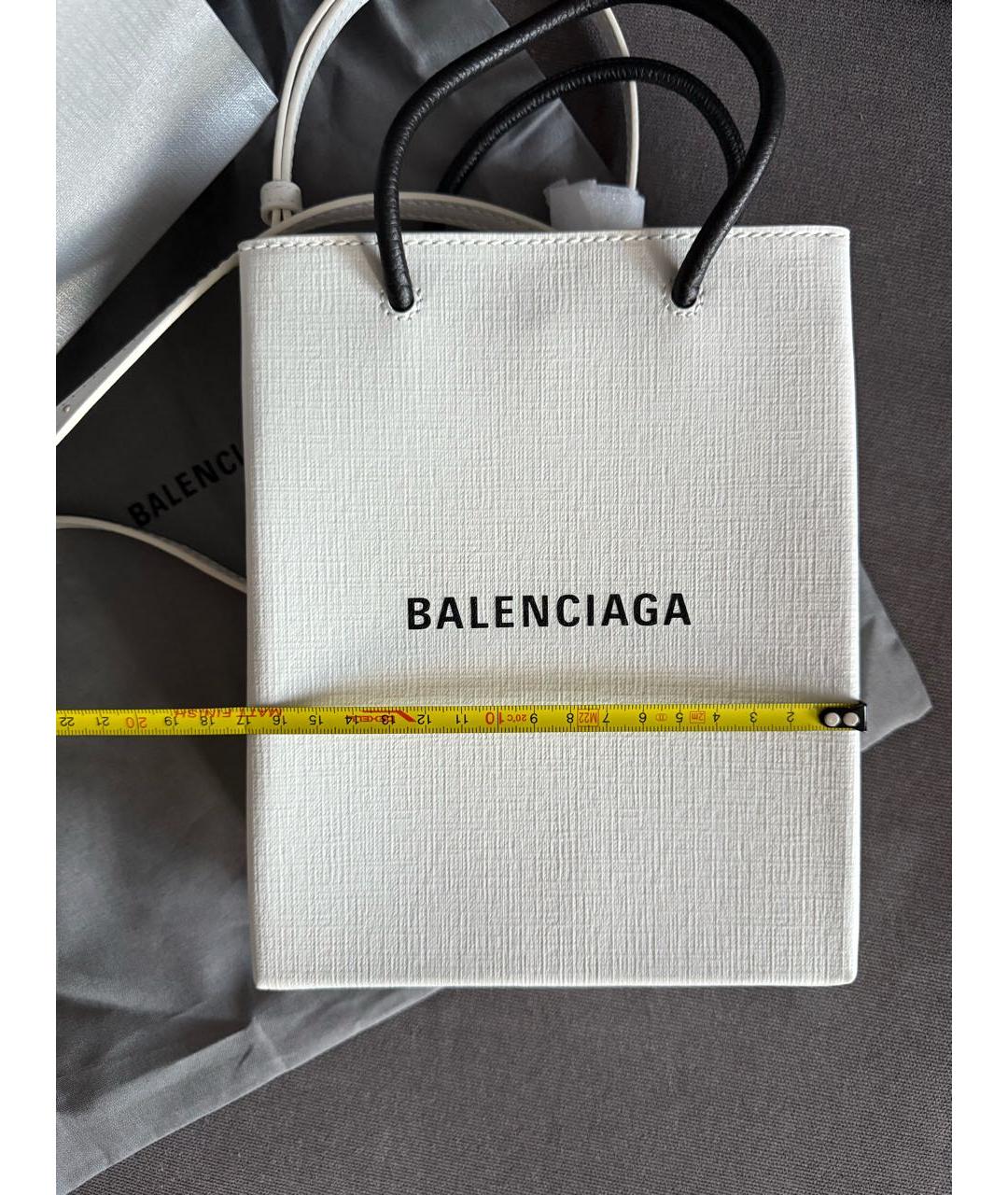 BALENCIAGA Белая кожаная сумка тоут, фото 4