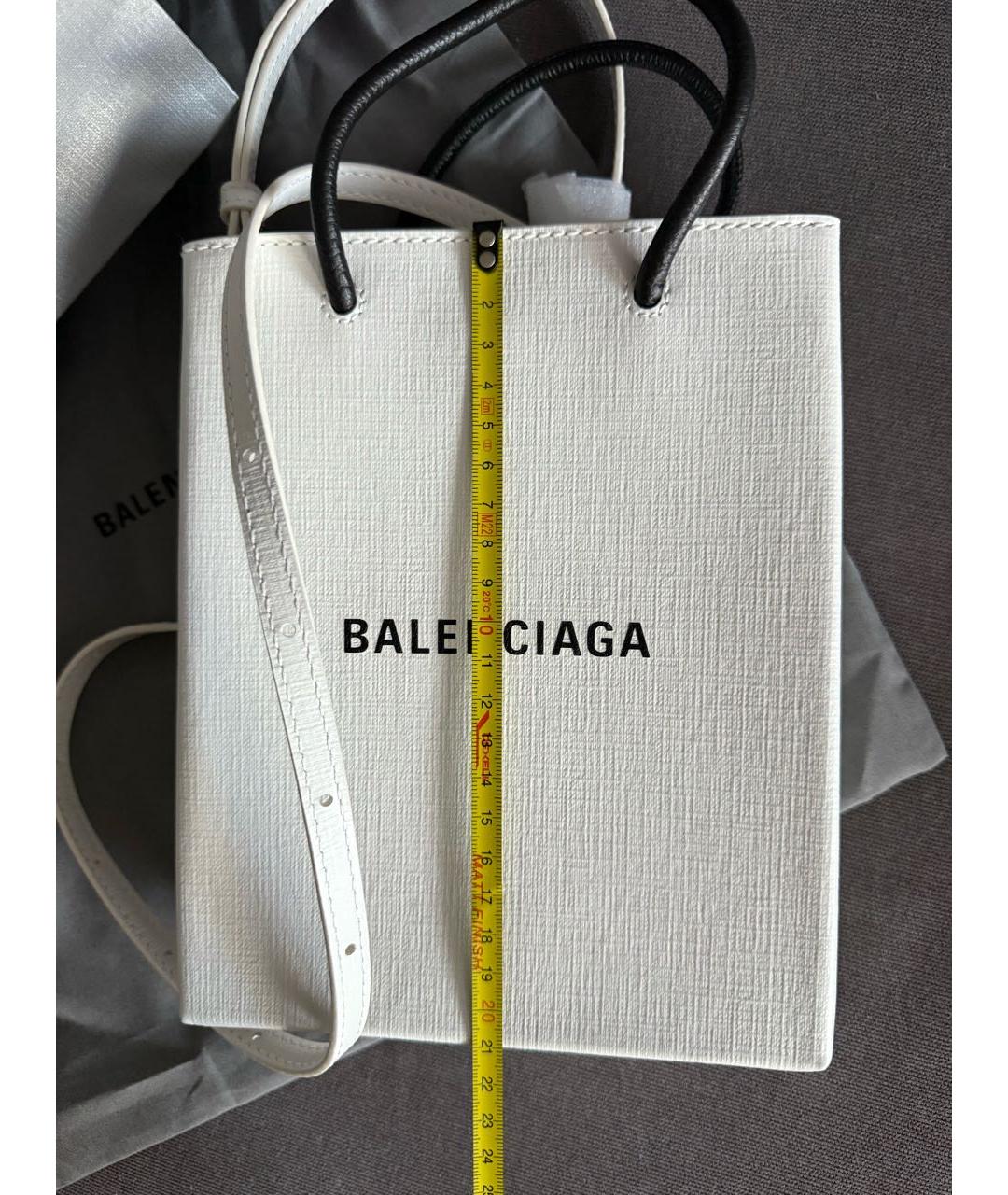 BALENCIAGA Белая кожаная сумка тоут, фото 3