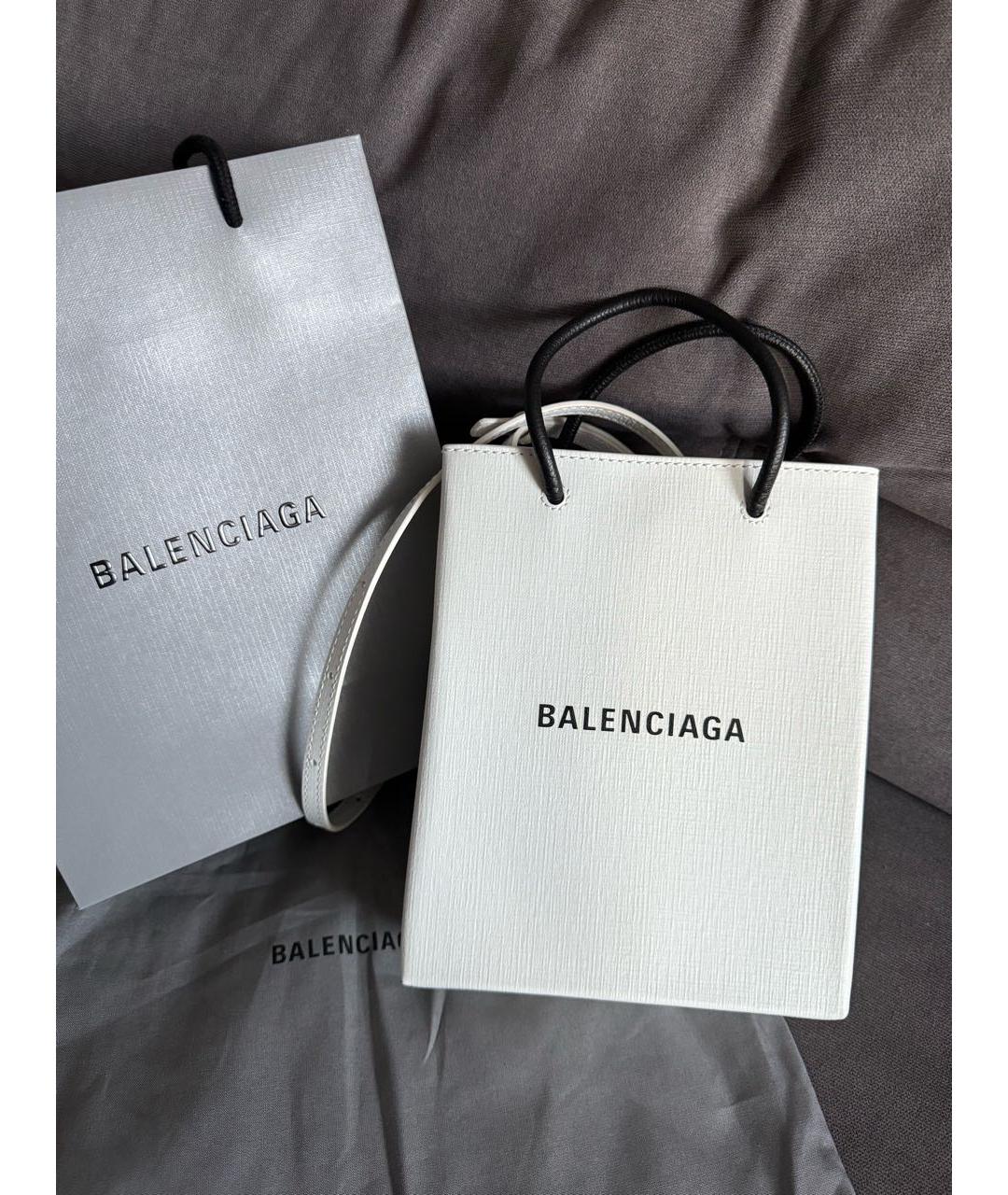 BALENCIAGA Белая кожаная сумка тоут, фото 6
