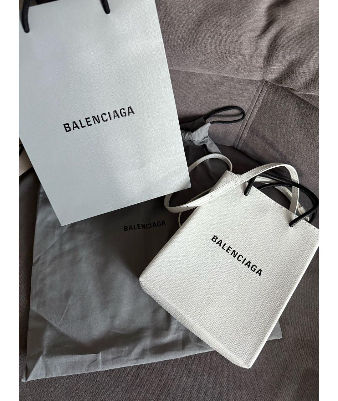BALENCIAGA Белая кожаная сумка тоут, фото 2