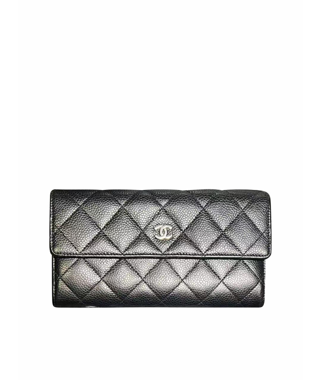 CHANEL Черный кожаный кошелек, фото 1