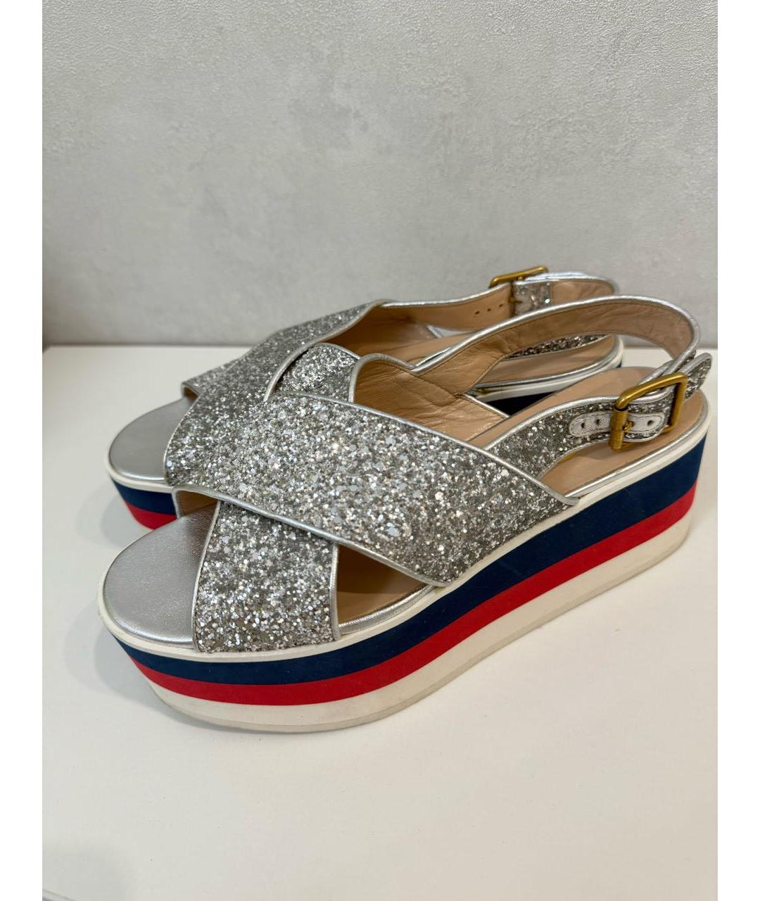 GUCCI Серебряные босоножки, фото 6