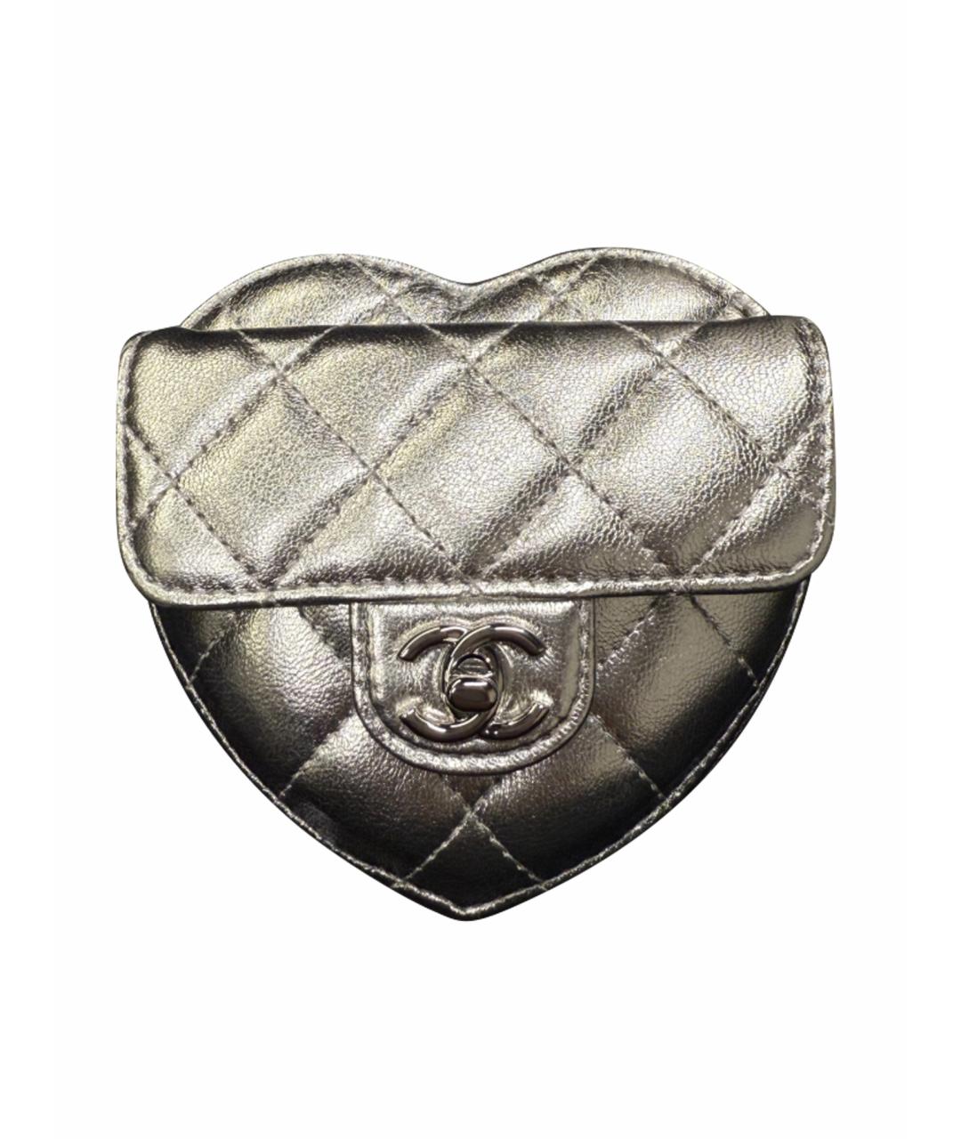 CHANEL Серебряная кожаная сумка через плечо, фото 1